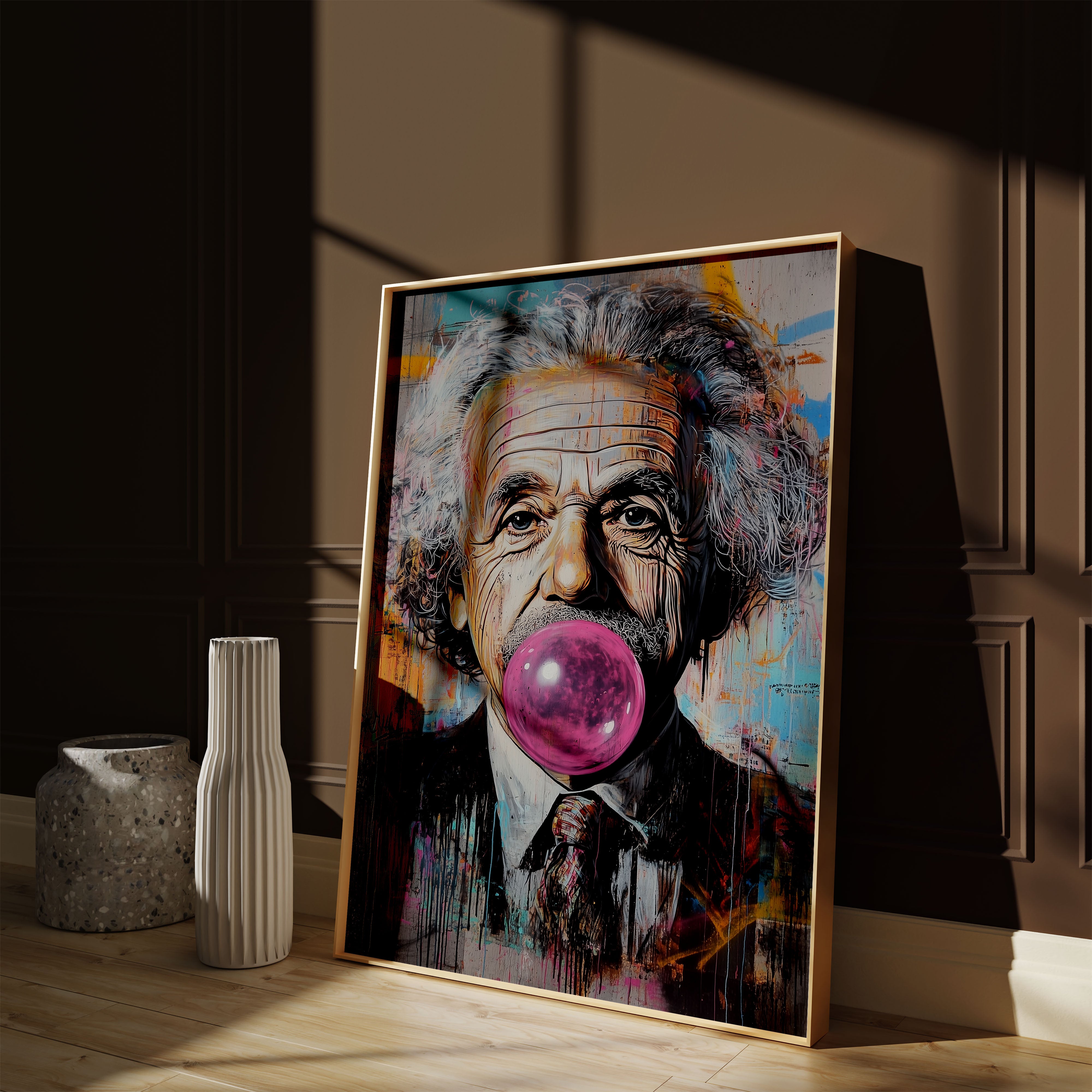 Pink Bubblegum Einstein Poster Home Decor Quote Wall Prints Albert Graffiti Style