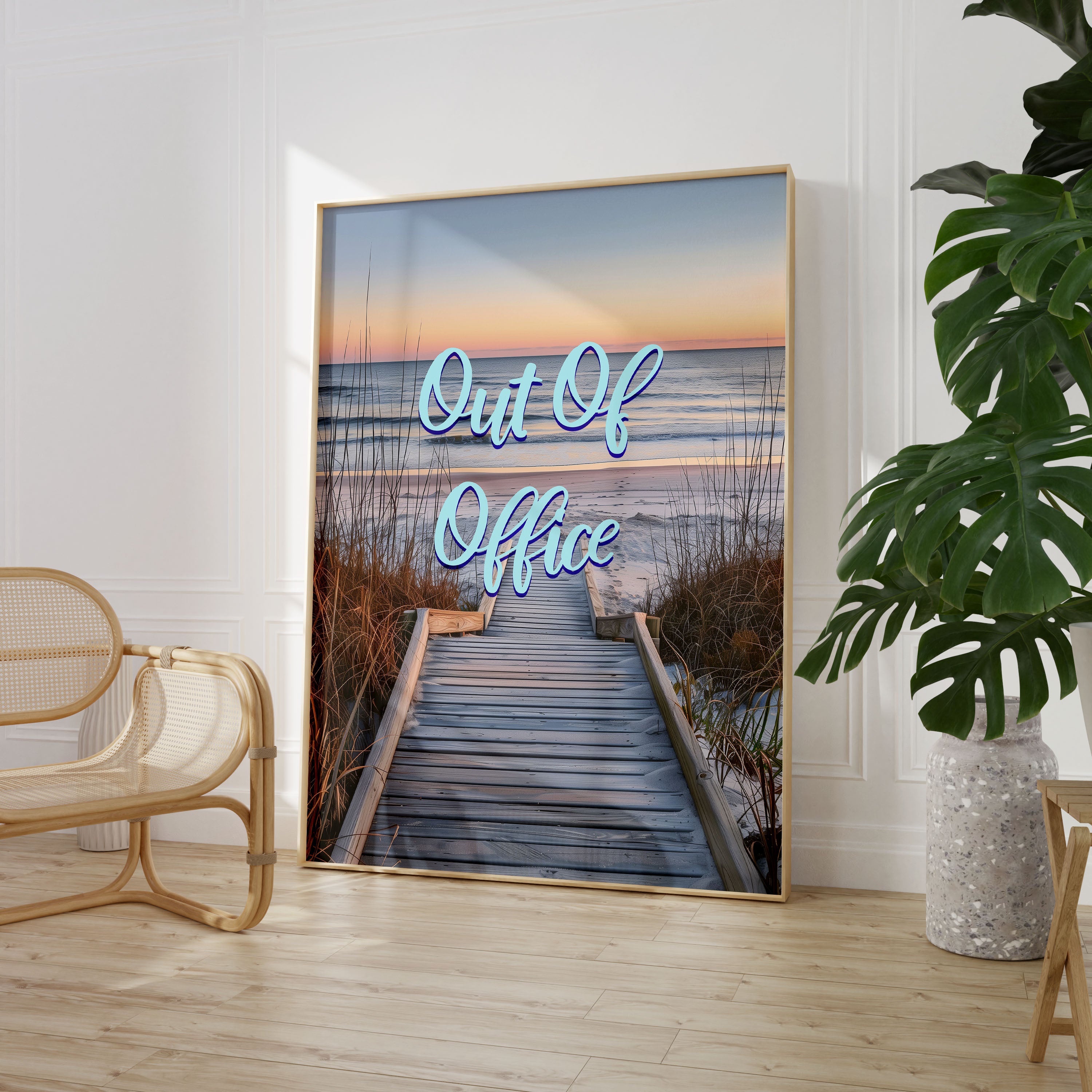 Out of Office Print Typography Poster Quote Wall Prints Home Decor