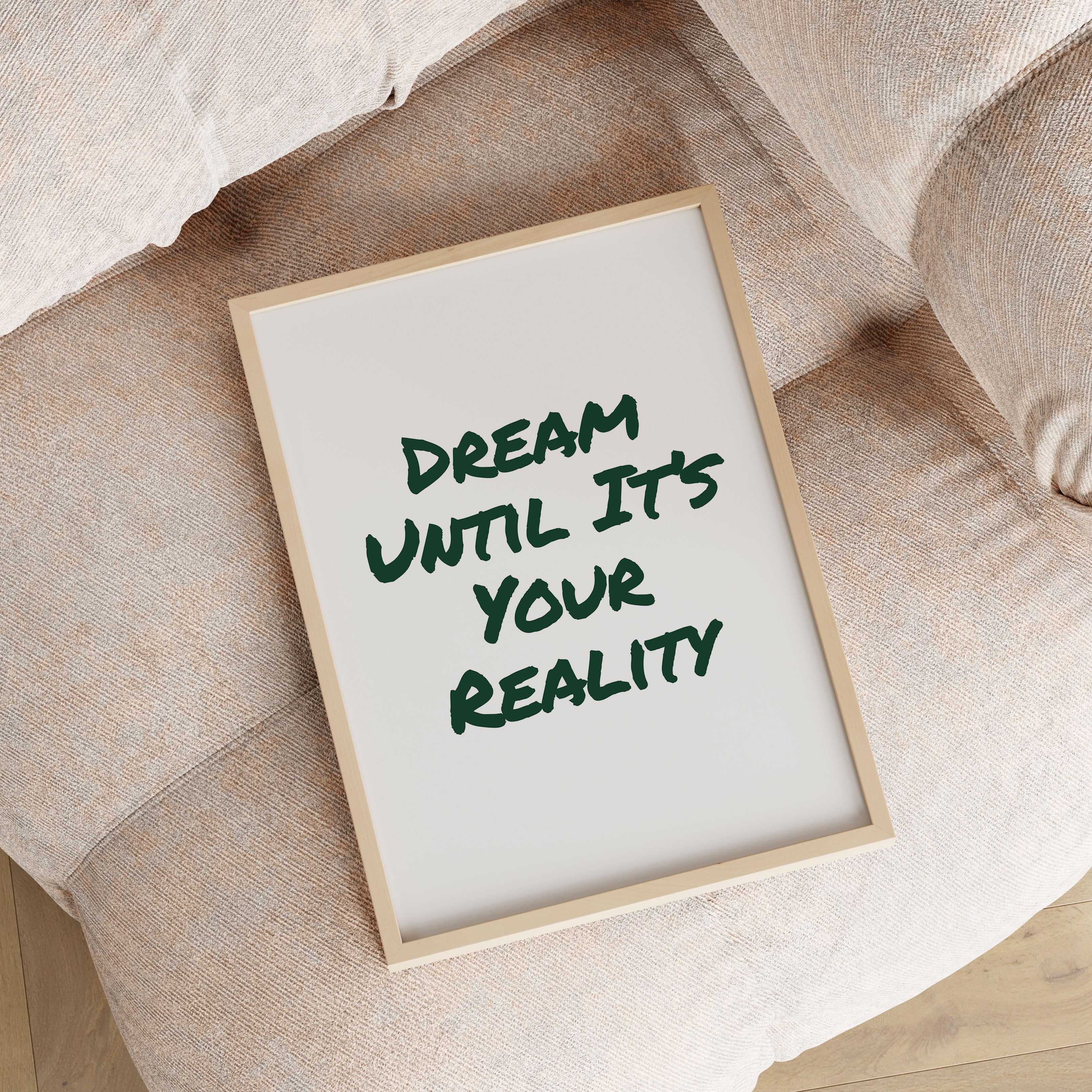 Dream Until It's Your Reality Print Typography Poster Quote Wall Prints Home Decor White Green