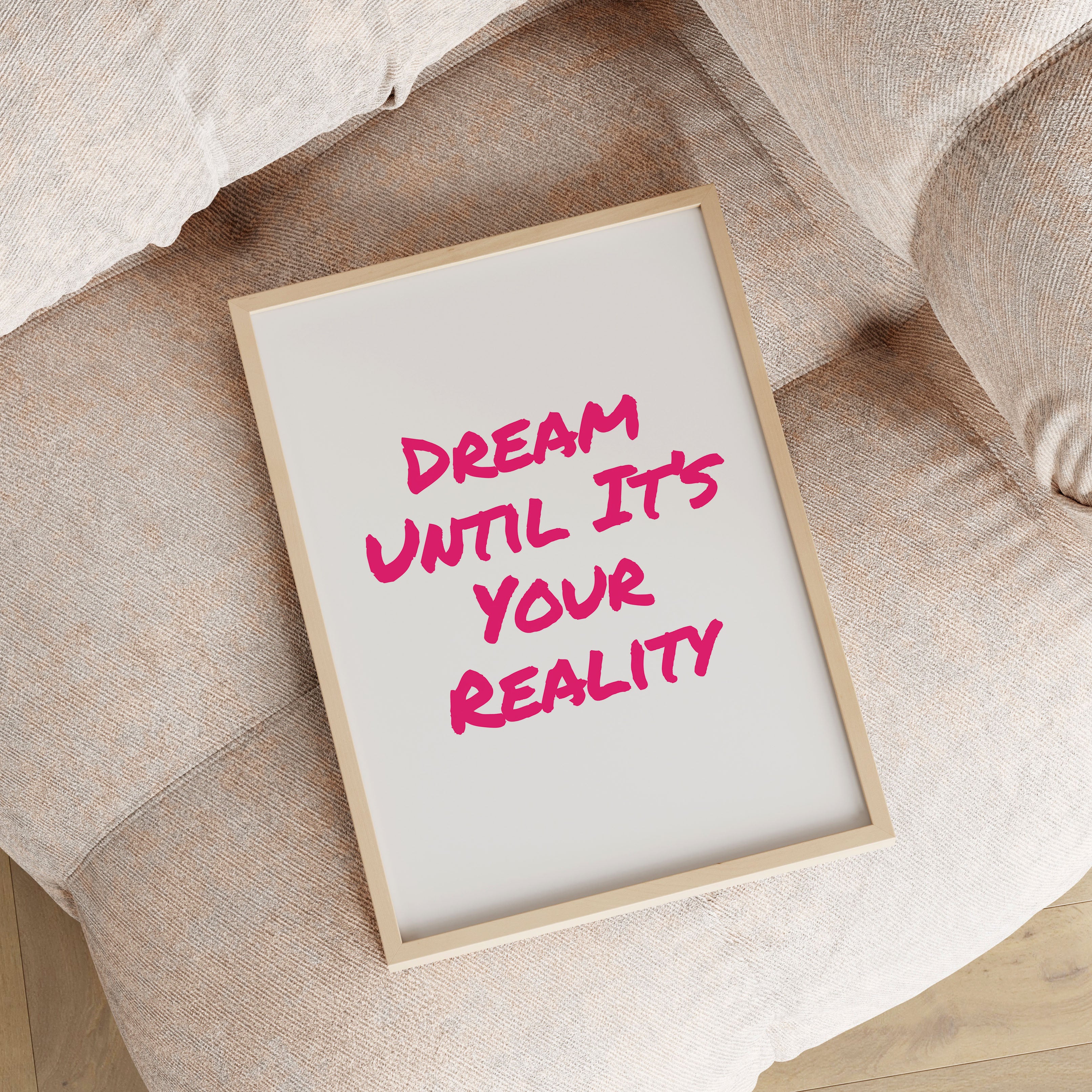 Dream Until It's Your Reality Print Typography Poster Quote Wall Prints Home Decor Hot Pink