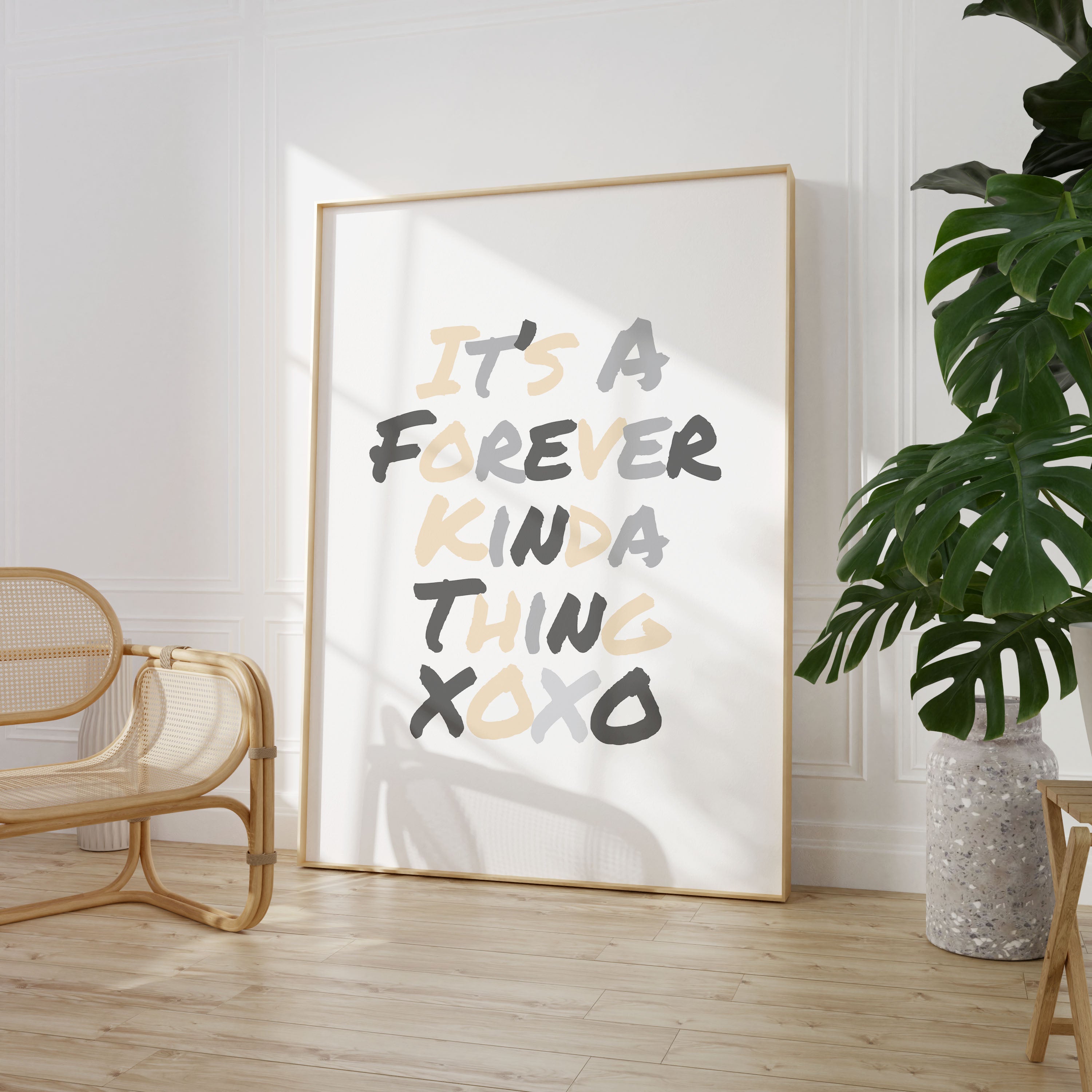 It's A Forever Kinda Thing Print Typography Poster Quote Wall Prints Home Decor Valentines Grey