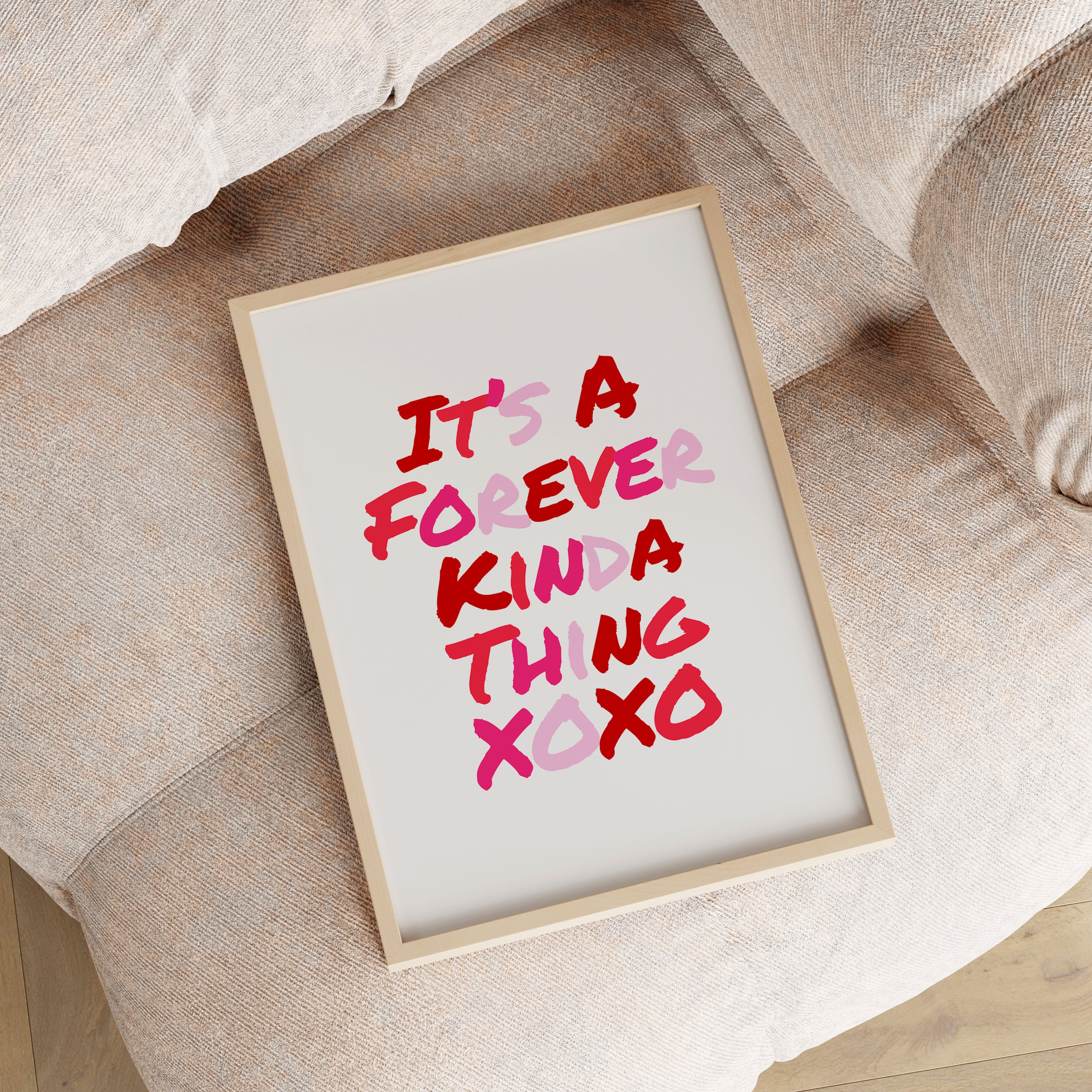 It's A Forever Kinda Thing Print Typography Poster Quote Wall Prints Home Decor Valentines Red Pink