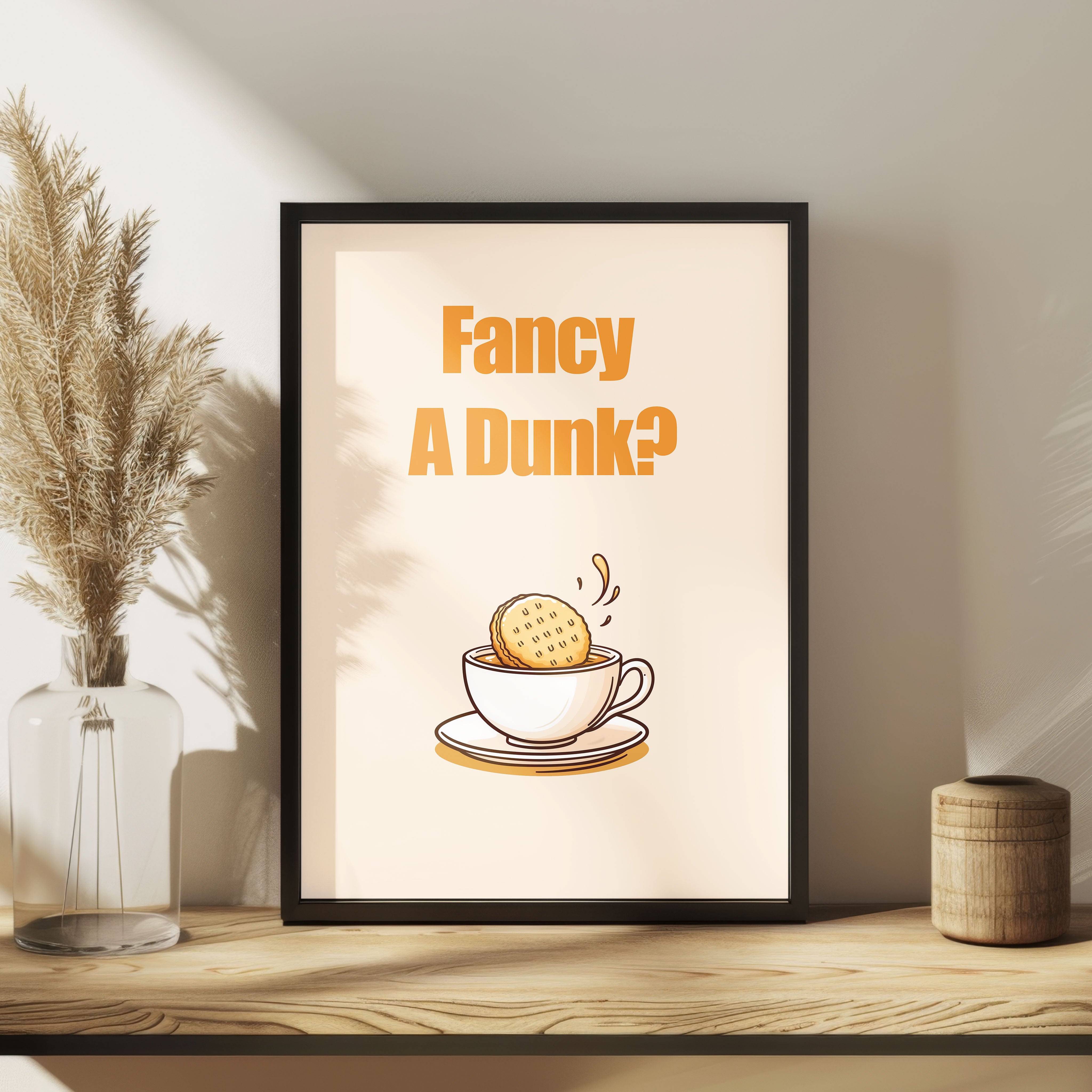 Fancy A Dunk? Biscuit & Tea Poster – Funny Kitchen Wall Art Print