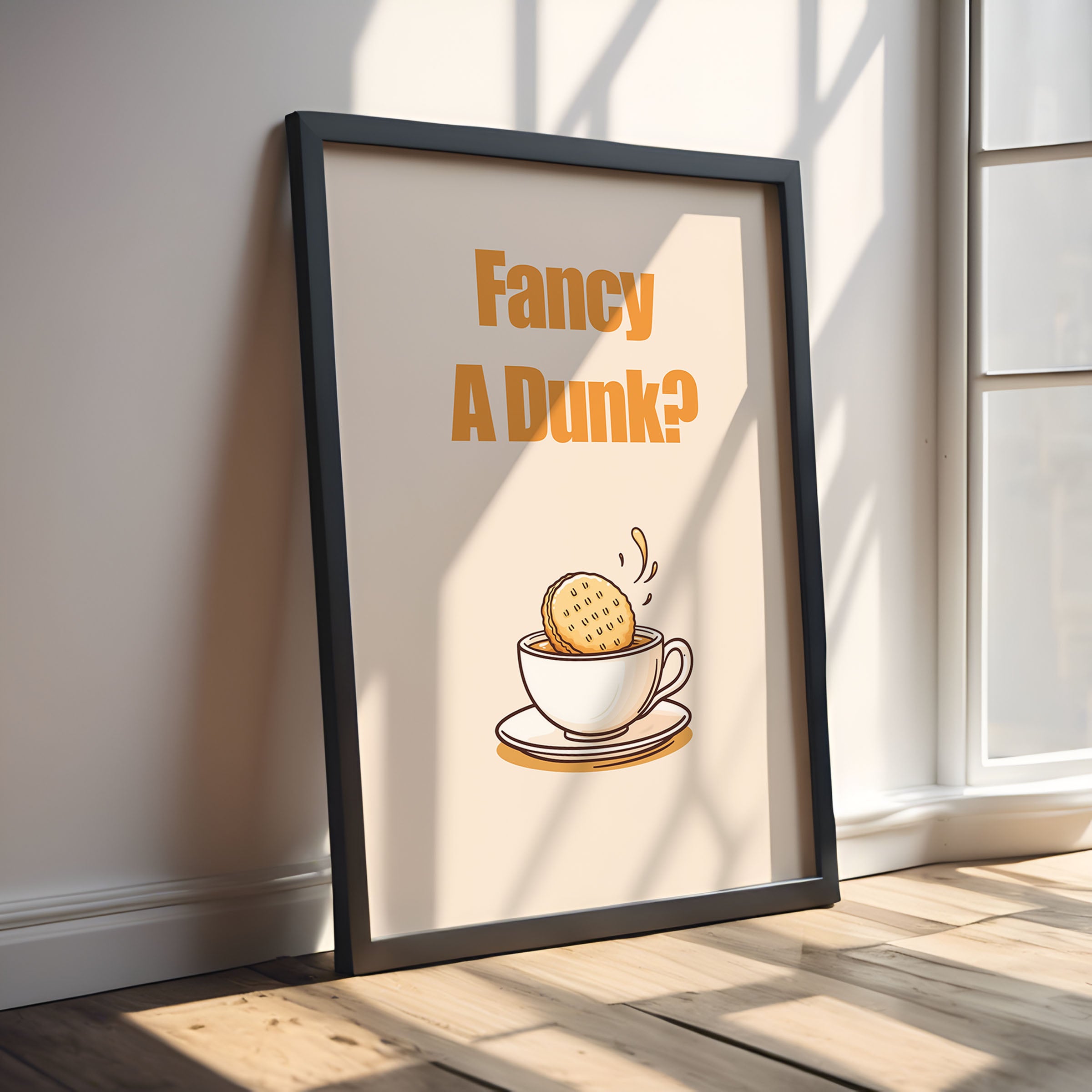 Fancy A Dunk? Biscuit & Tea Poster – Funny Kitchen Wall Art Print