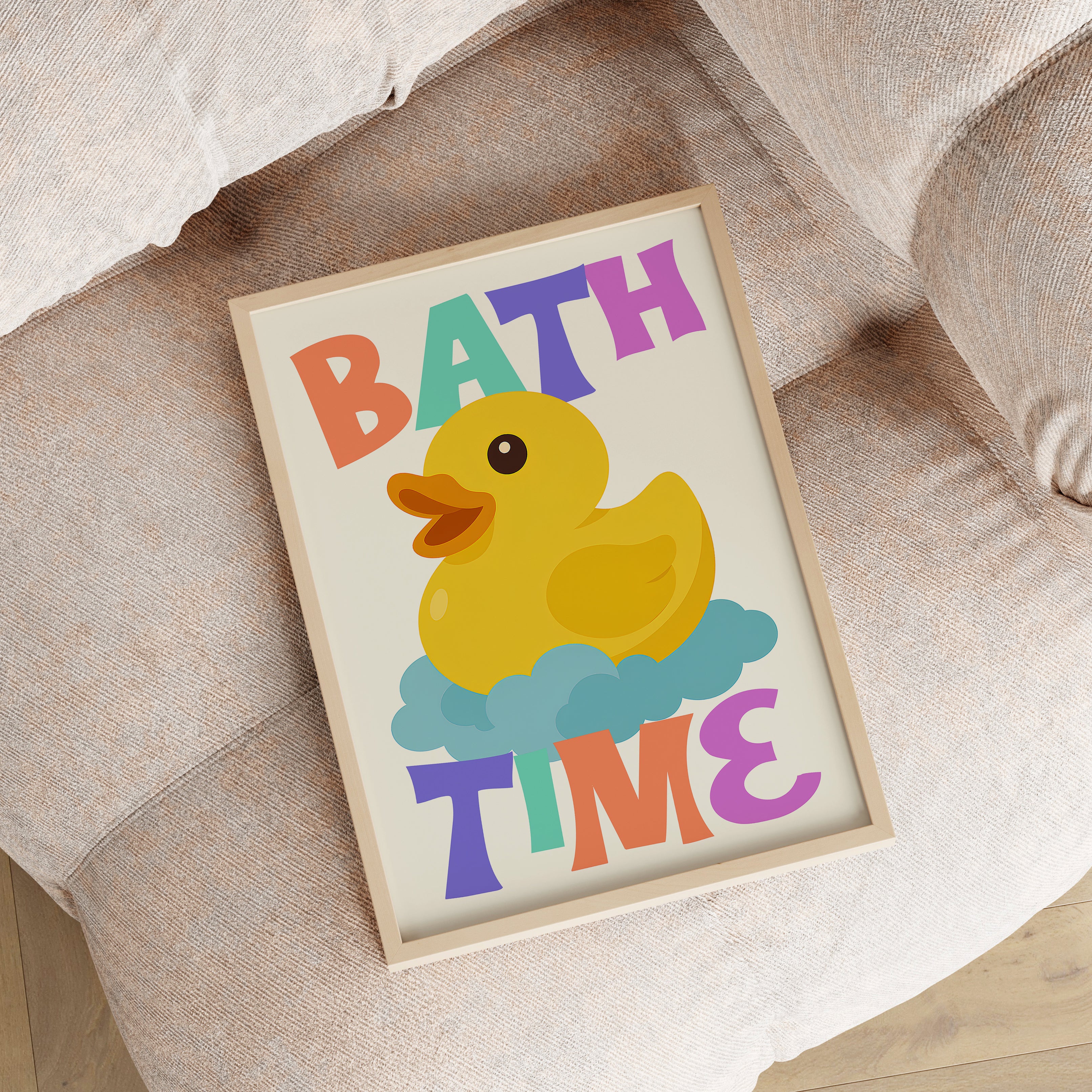 Bath Time Duck Print – Colorful Kids Bathroom Wall Art