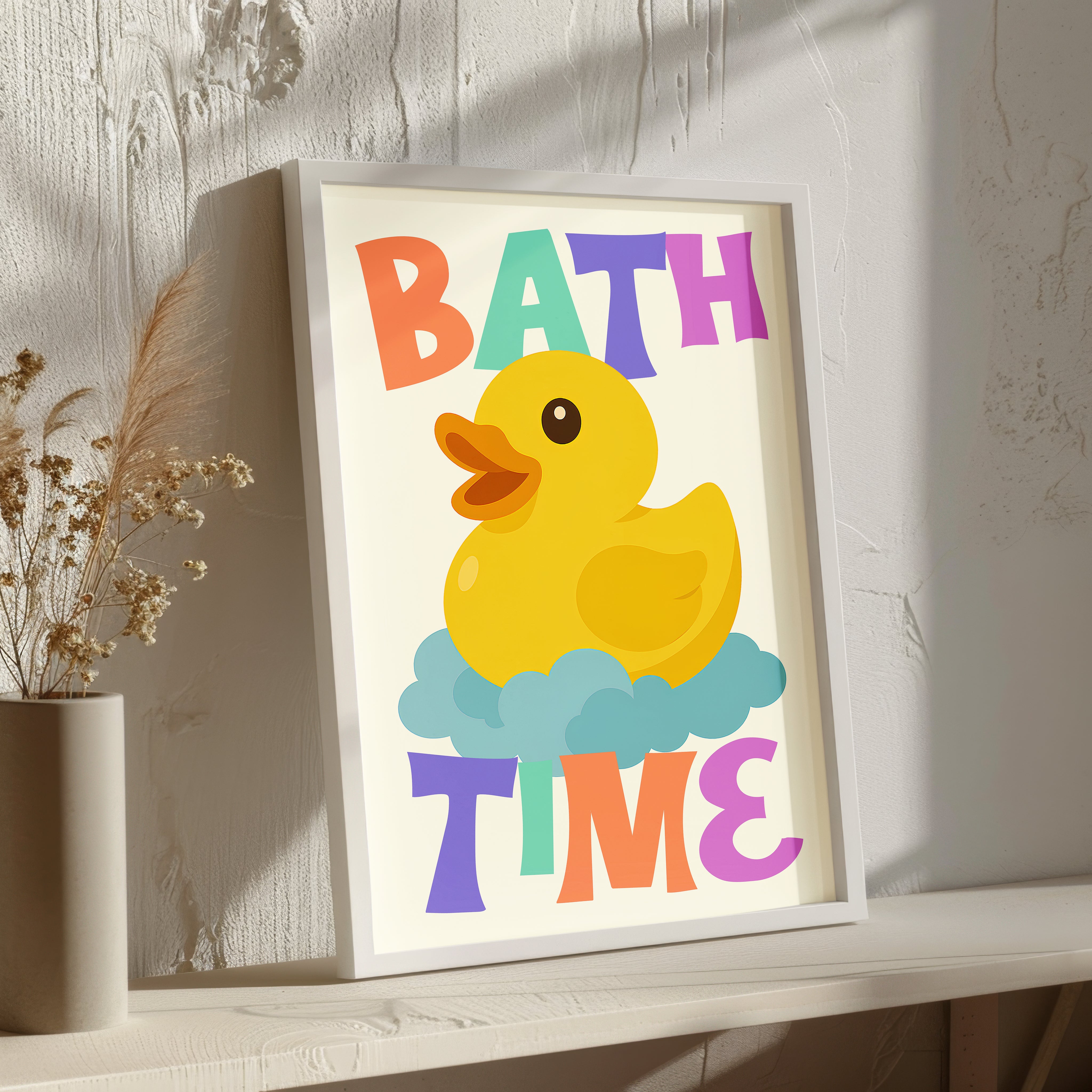 Bath Time Duck Print – Colorful Kids Bathroom Wall Art