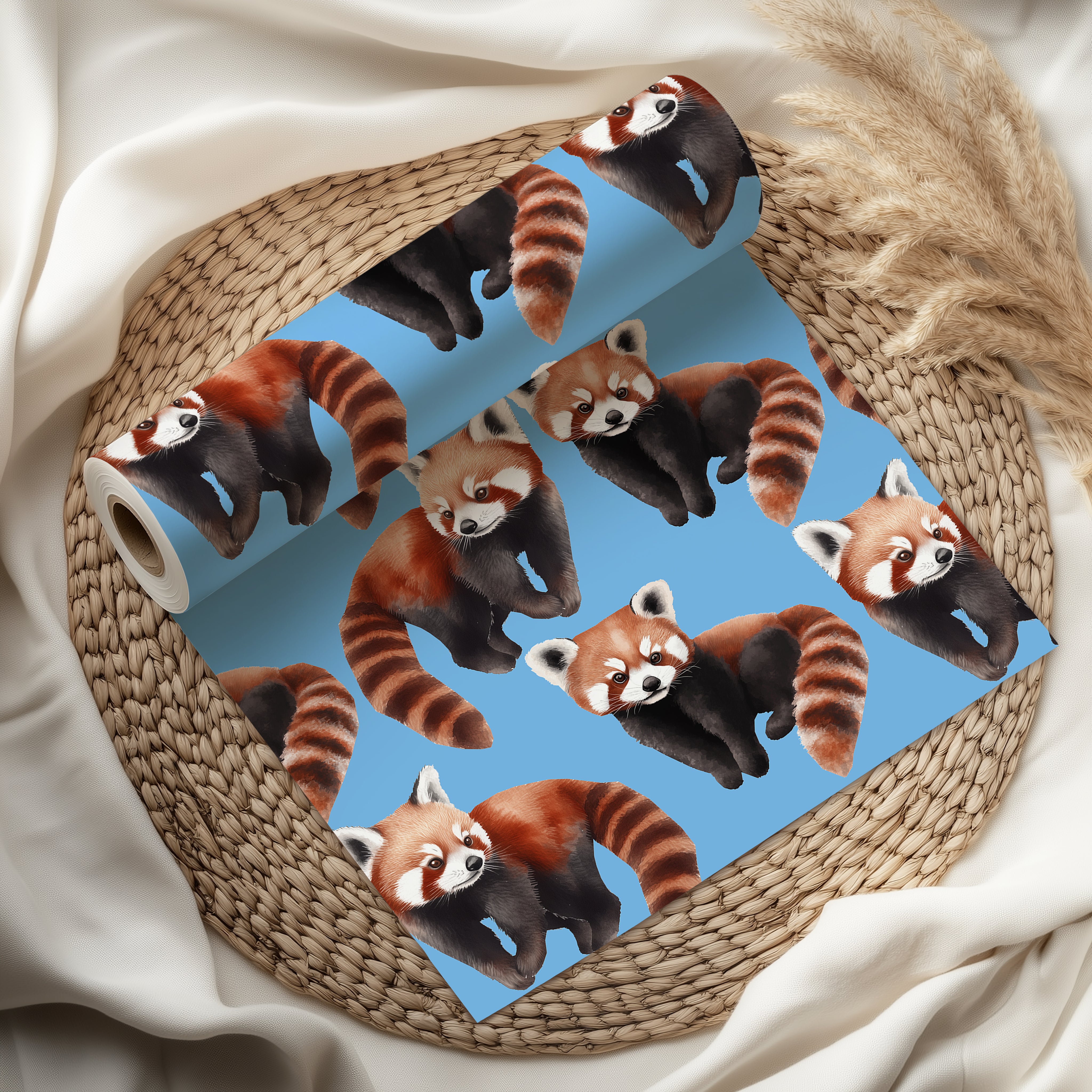Watercolour Red Panda Wrapping Paper Sheet – Adorable Gift Wrap for Animal Lovers or Kids' Birthdays