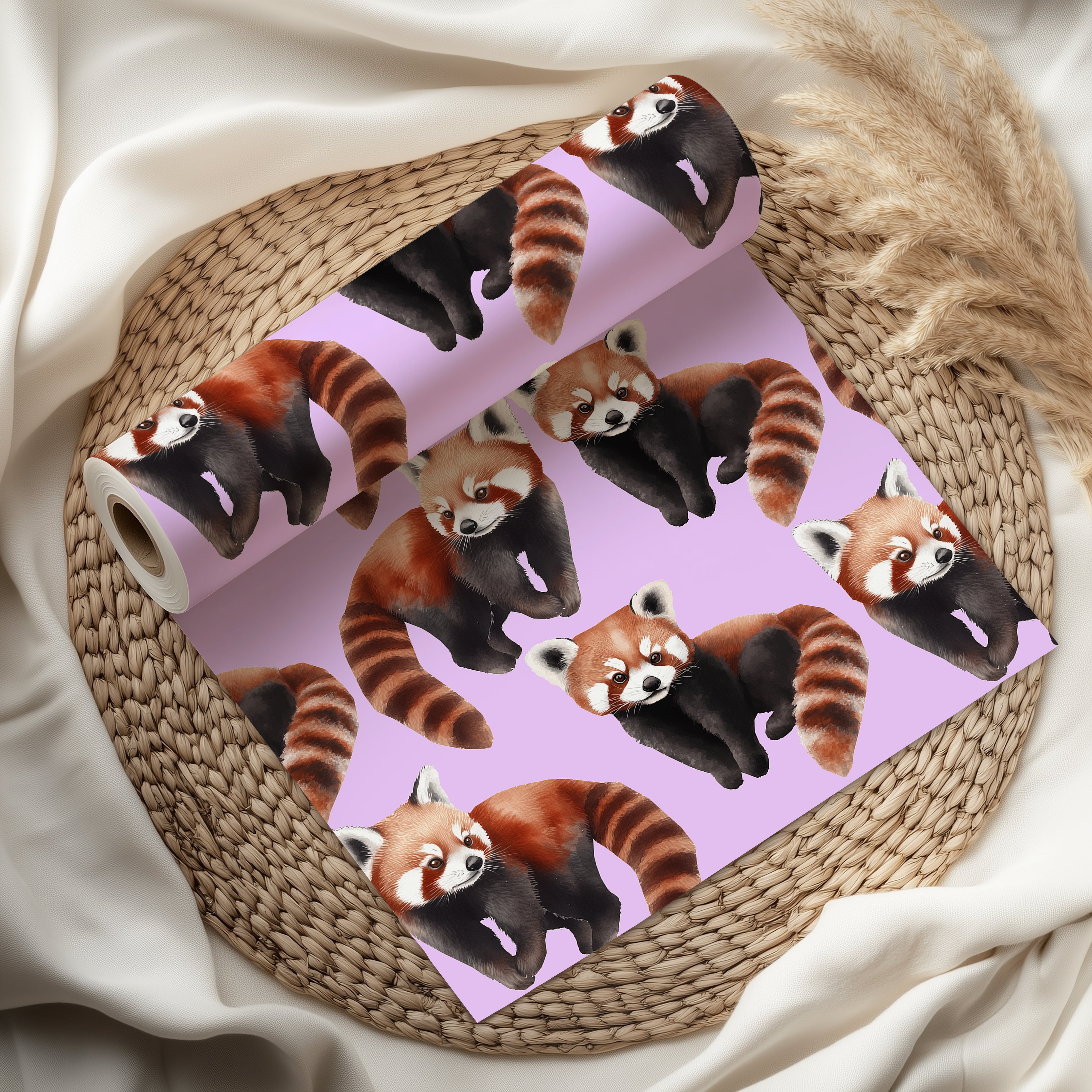 Watercolour Red Panda Wrapping Paper Sheet – Adorable Gift Wrap for Animal Lovers or Kids' Birthdays