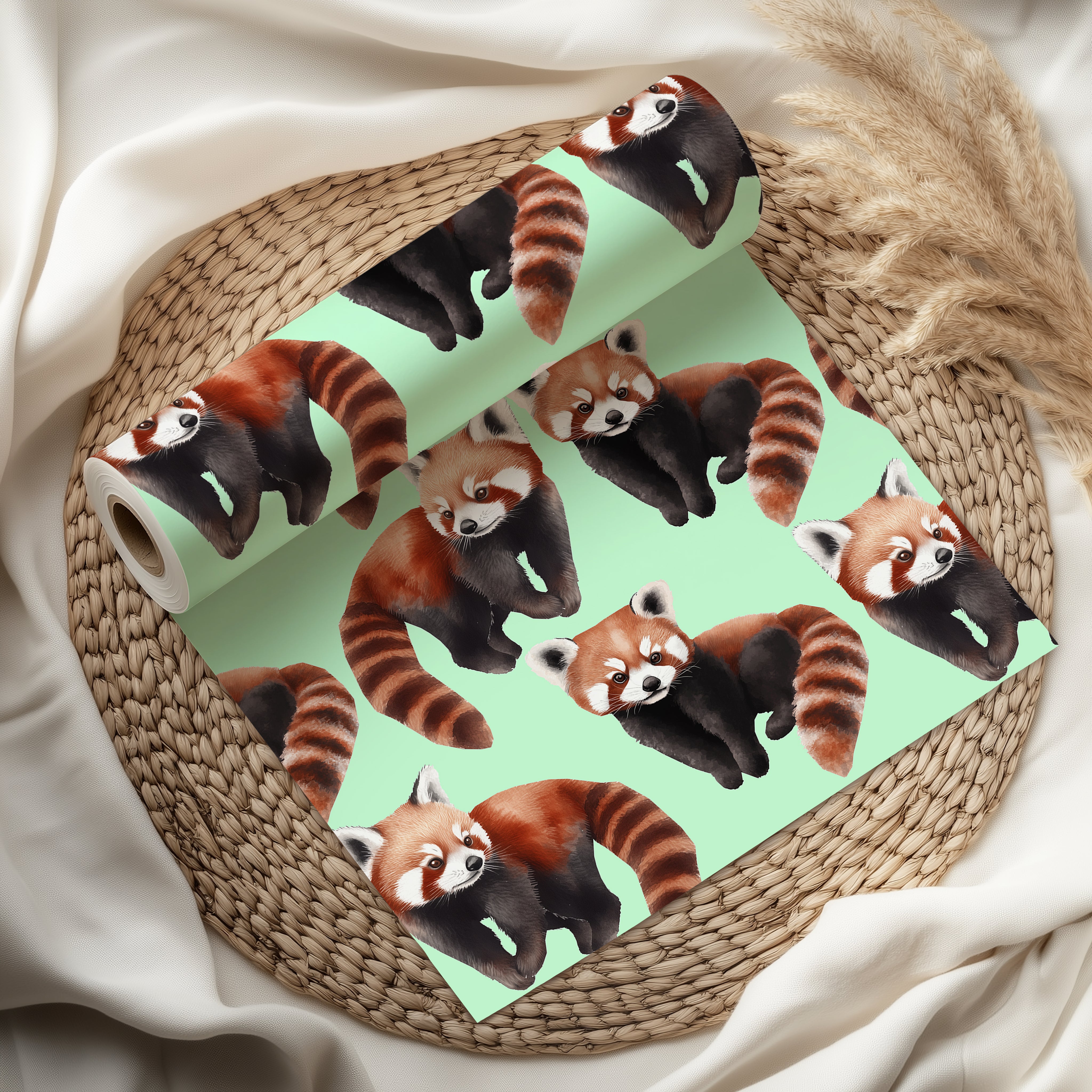 Watercolour Red Panda Wrapping Paper Sheet – Adorable Gift Wrap for Animal Lovers or Kids' Birthdays