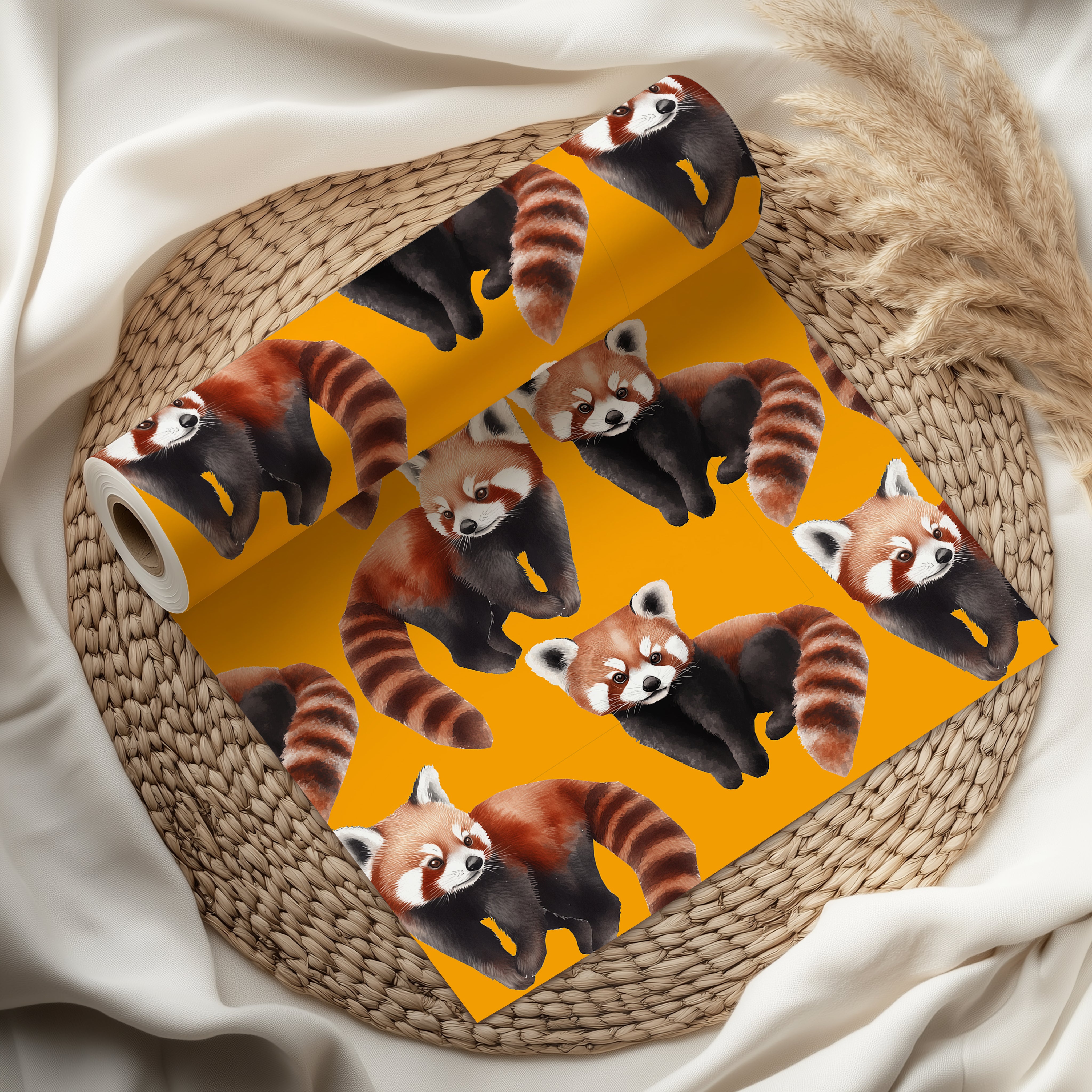Watercolour Red Panda Wrapping Paper Sheet – Adorable Gift Wrap for Animal Lovers or Kids' Birthdays