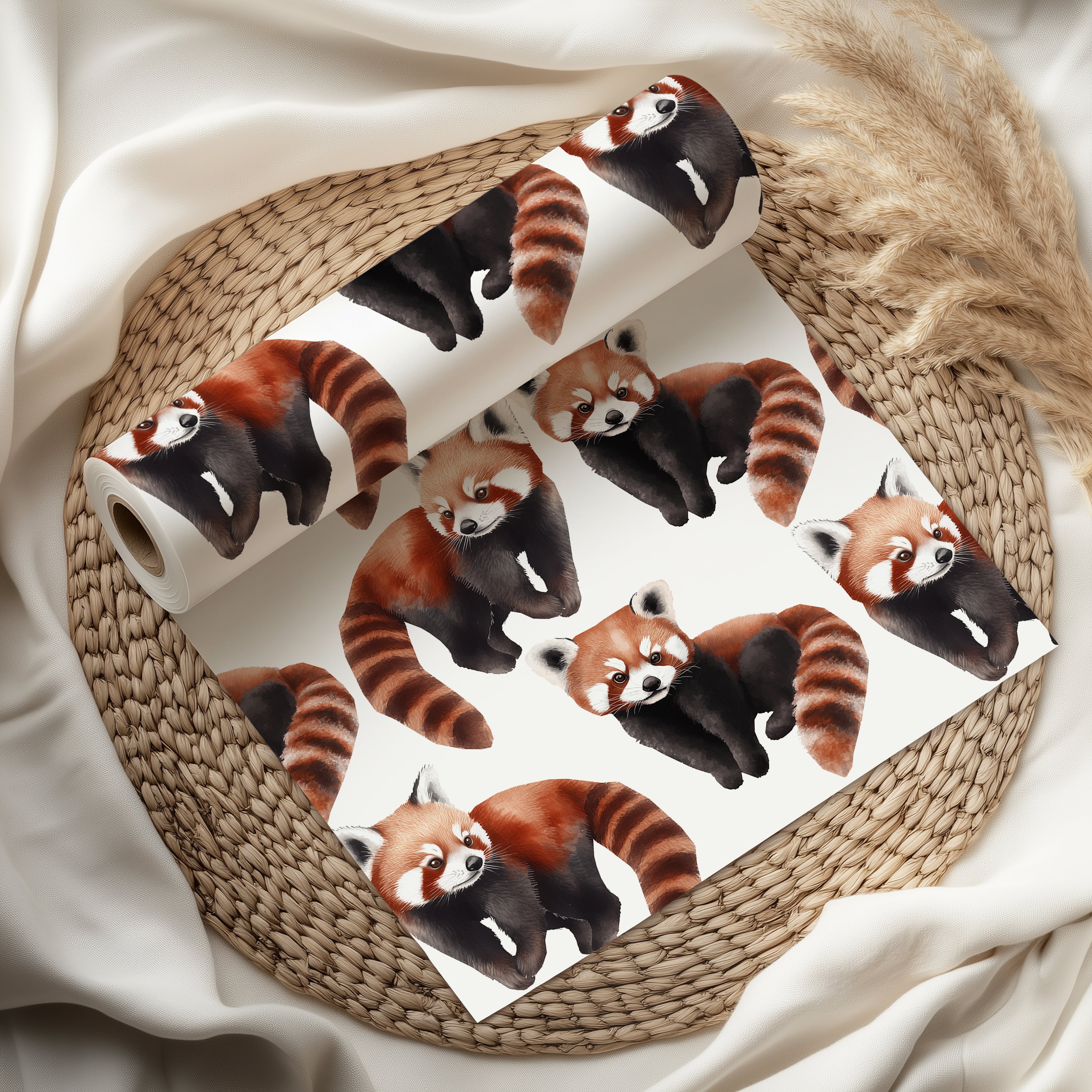 Watercolour Red Panda Wrapping Paper Sheet – Adorable Gift Wrap for Animal Lovers or Kids' Birthdays