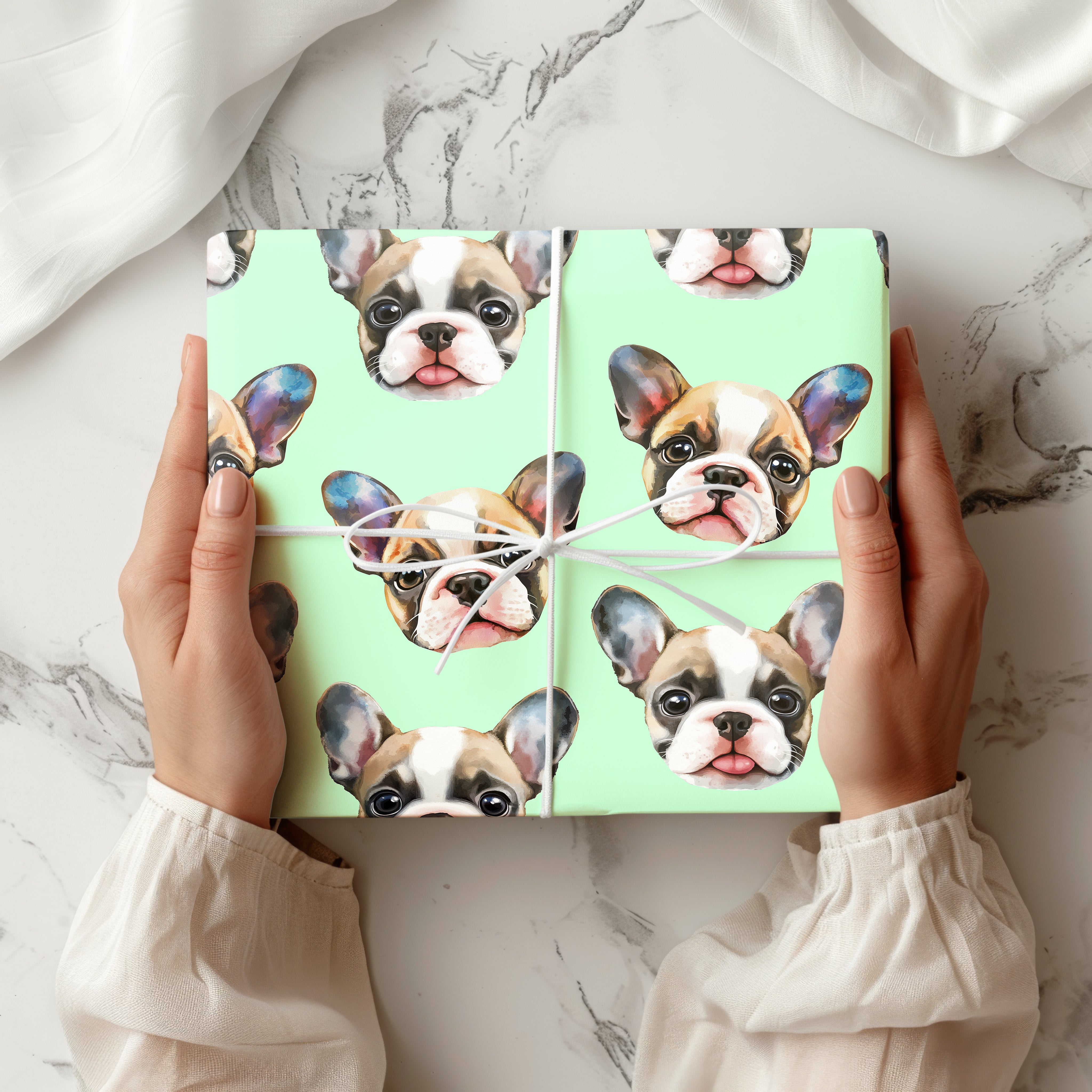 Watercolour French Bulldog Wrapping Paper Sheet – Cute Frenchie Dog Gift Wrap for Pet Lovers or Birthdays