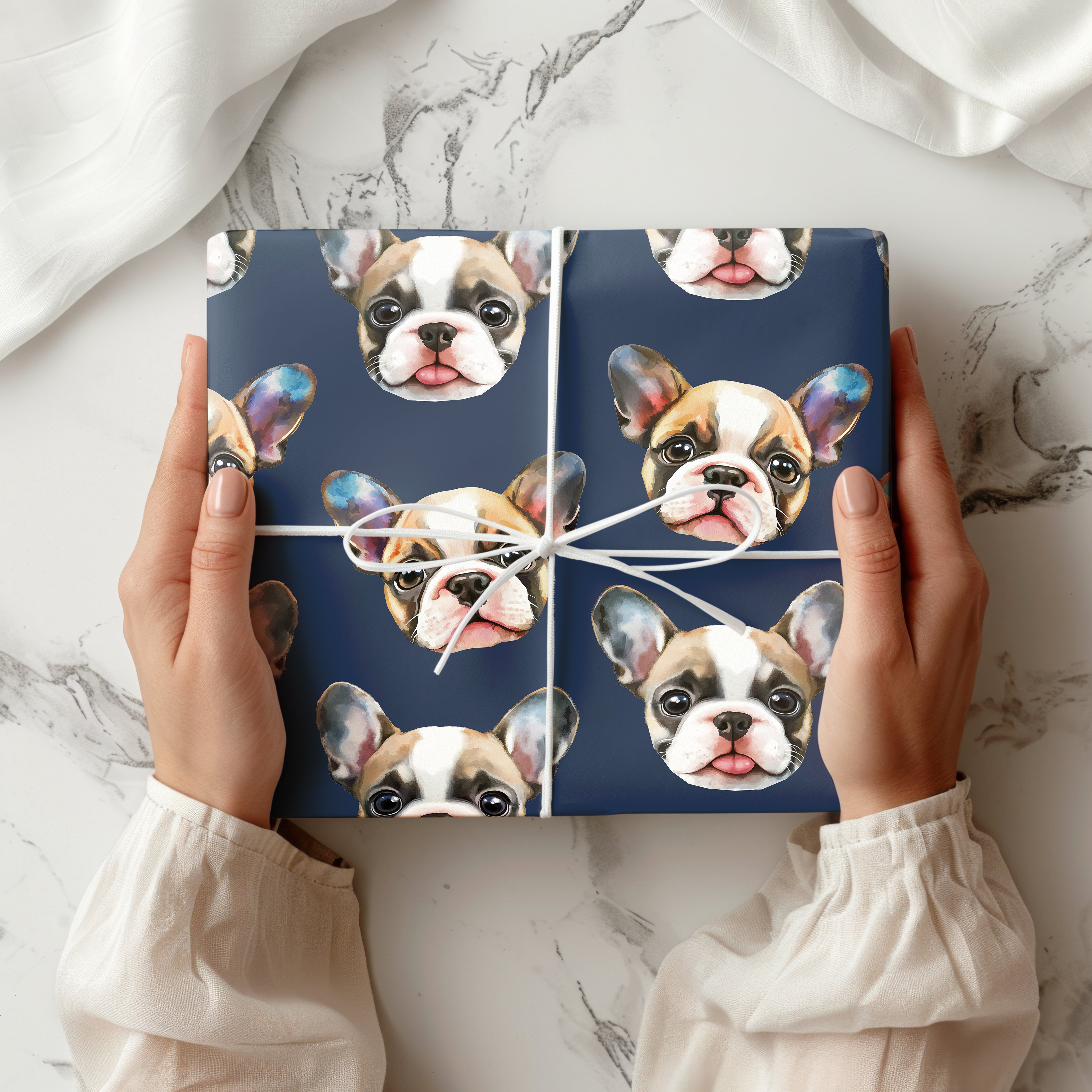Watercolour French Bulldog Wrapping Paper Sheet – Cute Frenchie Dog Gift Wrap for Pet Lovers or Birthdays