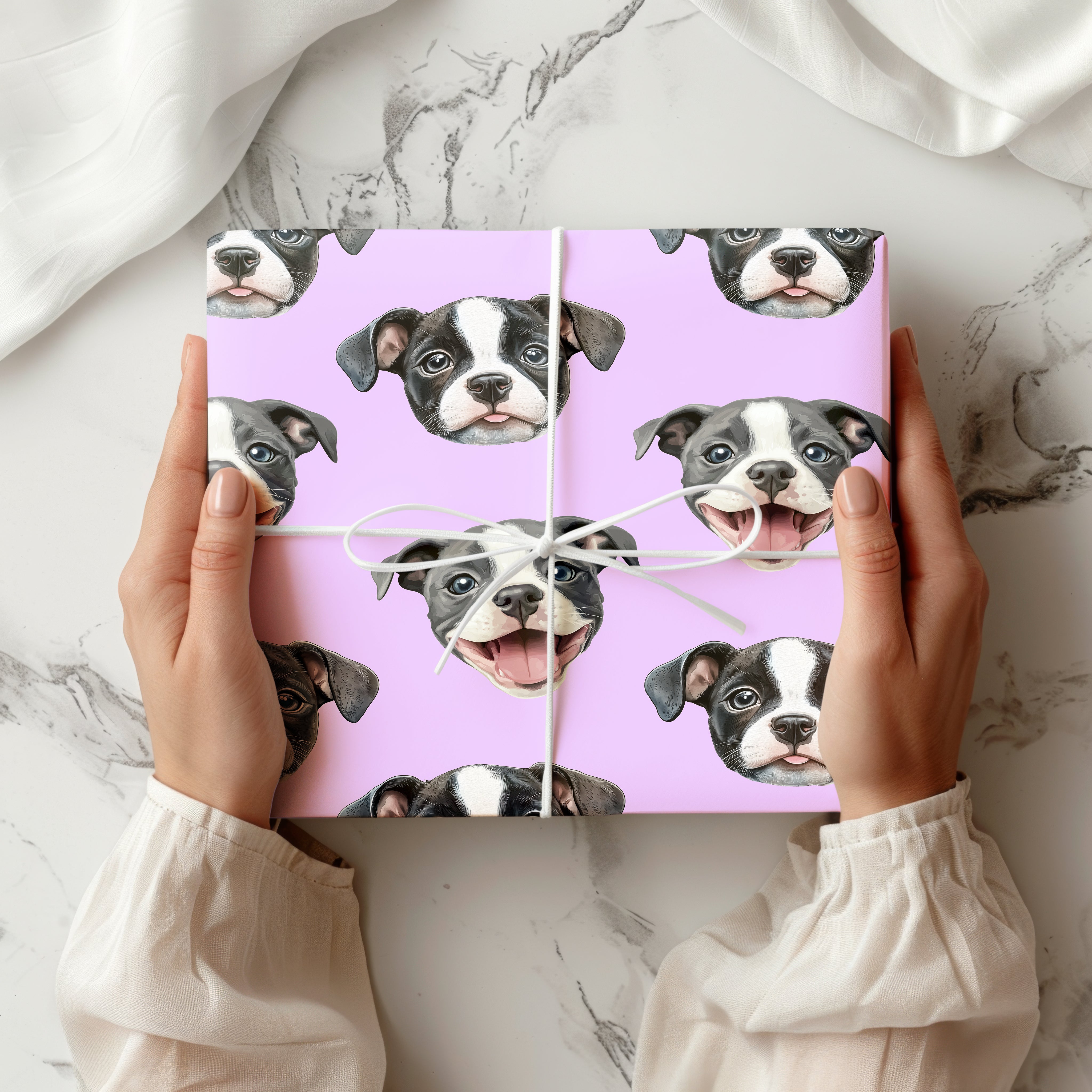 Watercolour Boston Terrier Wrapping Paper Sheet – Cute Dog Gift Wrap for Pet Owners or Birthdays