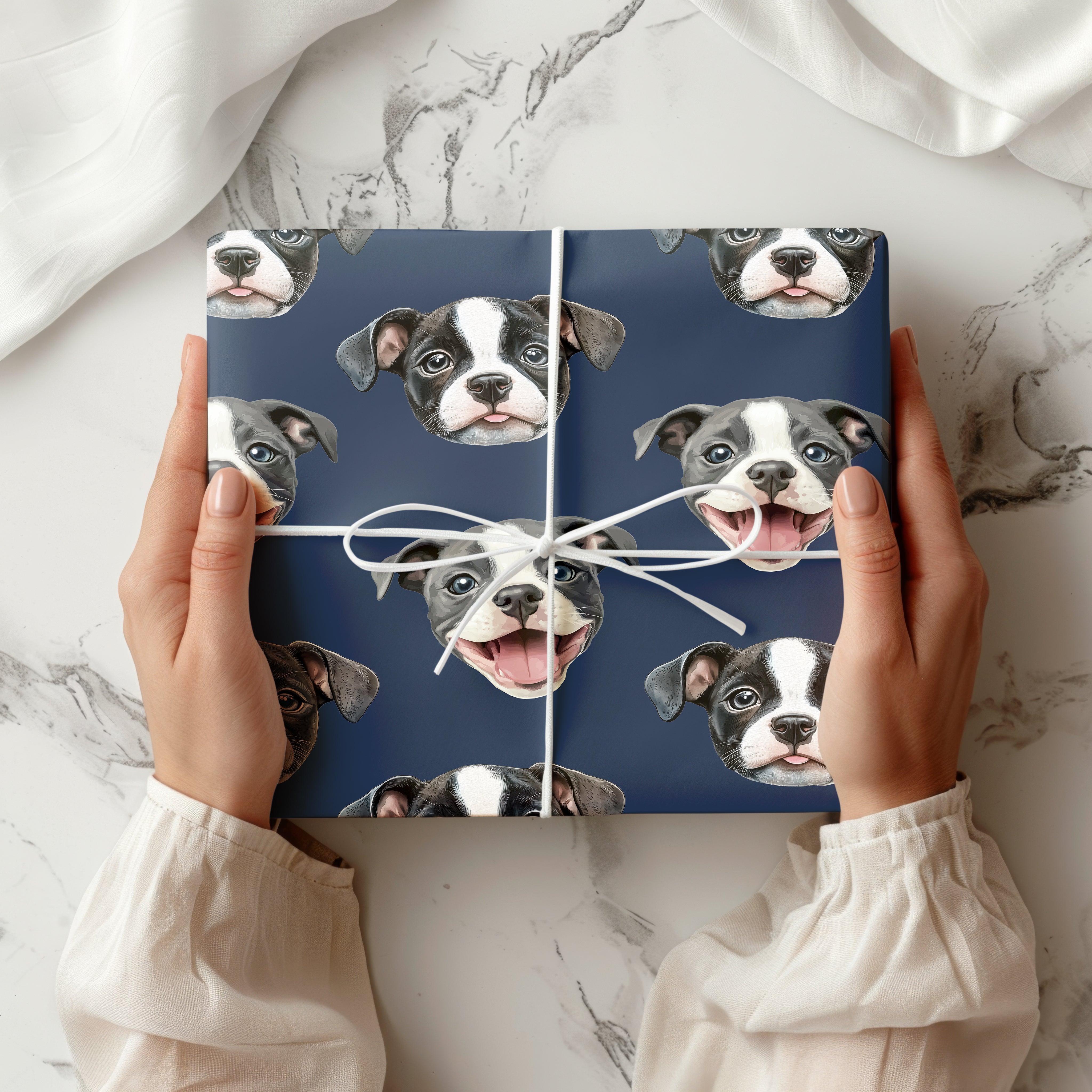 Watercolour Boston Terrier Wrapping Paper Sheet – Cute Dog Gift Wrap for Pet Owners or Birthdays