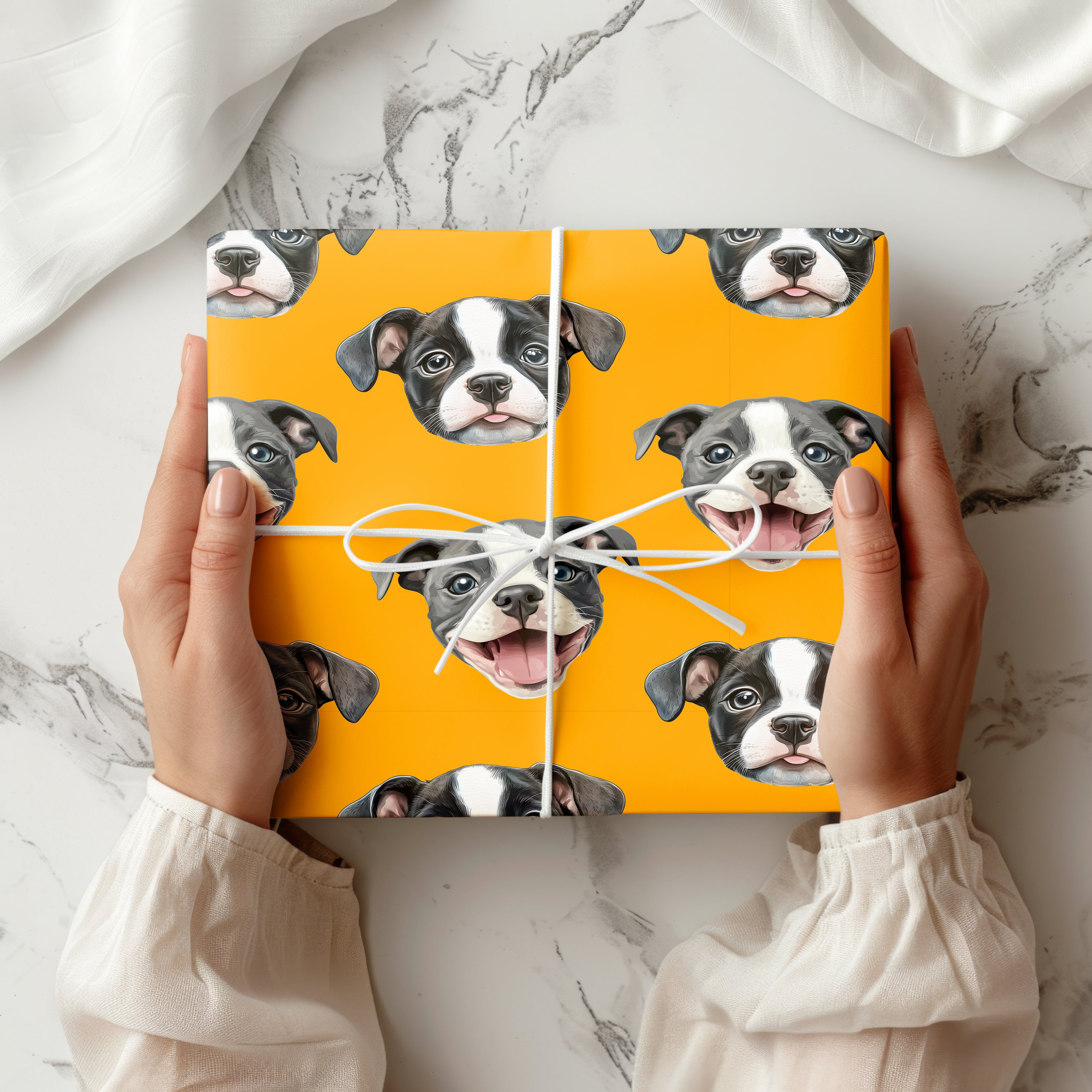 Watercolour Boston Terrier Wrapping Paper Sheet – Cute Dog Gift Wrap for Pet Owners or Birthdays