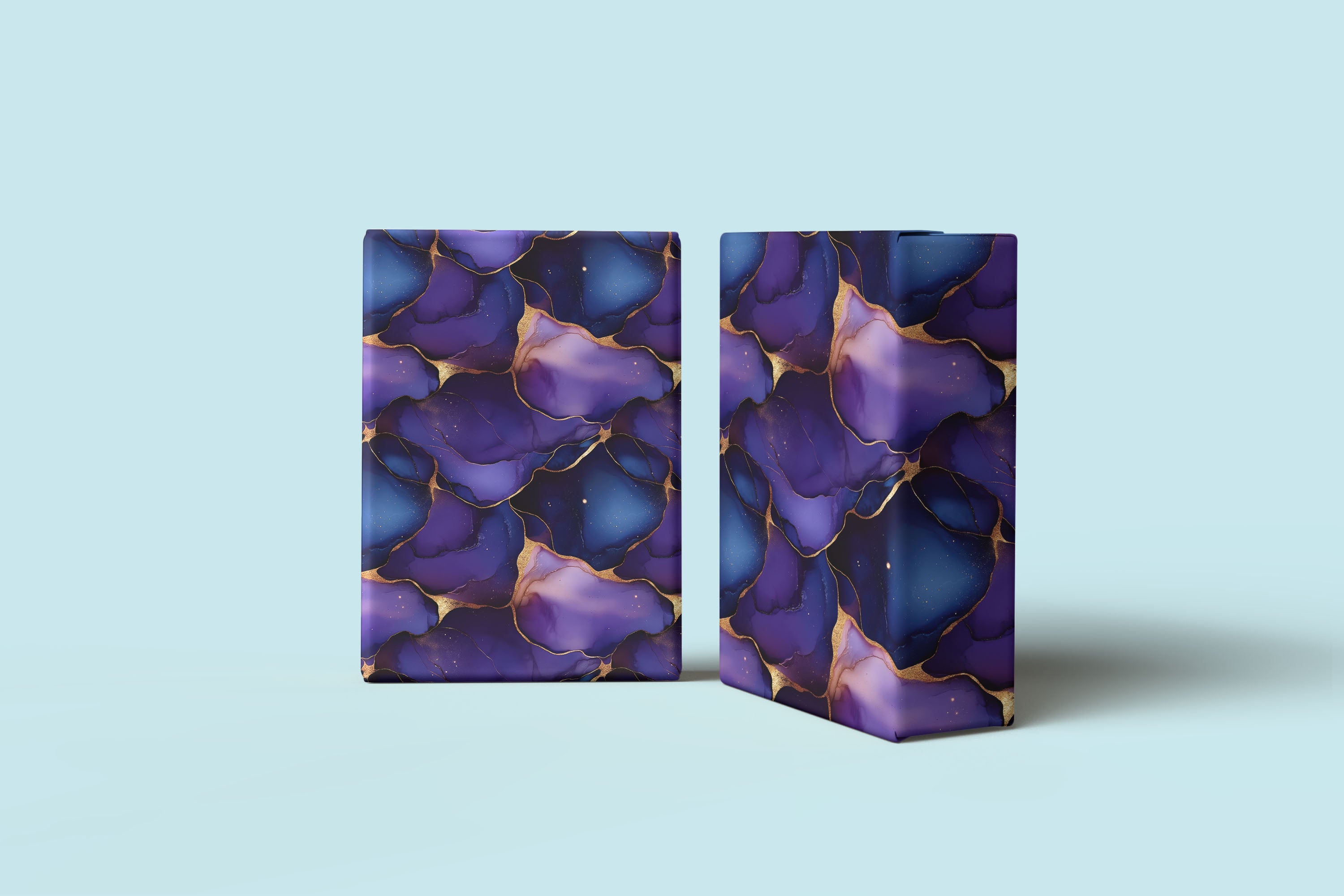 Purple & Gold Marble Alcohol Ink Gift Wrapping Paper Sheets – Pack of 2 50x70cm