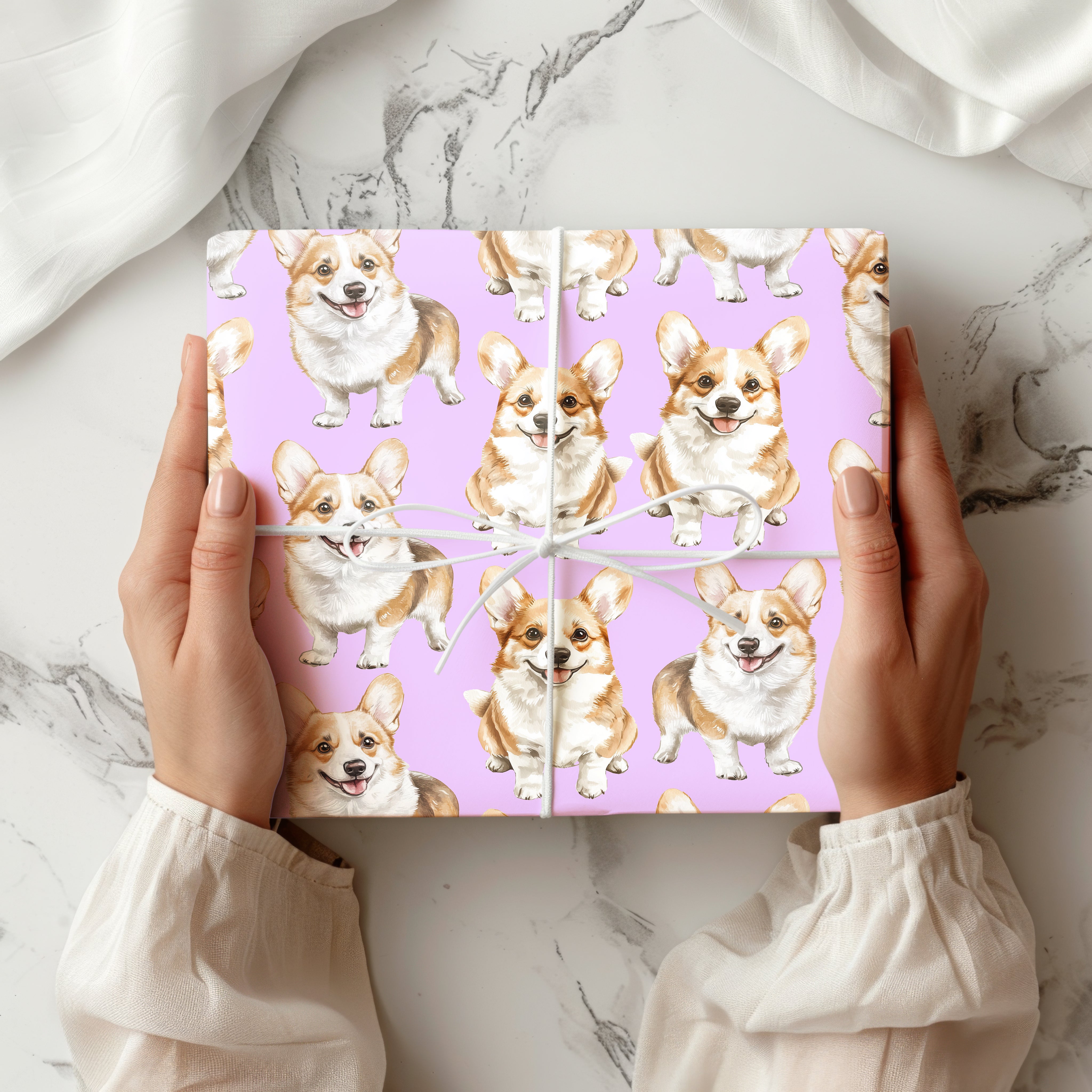 Watercolour Corgi Wrapping Paper Sheet – Cute Pembroke Dog Gift Wrap for Pet Lovers and Birthdays