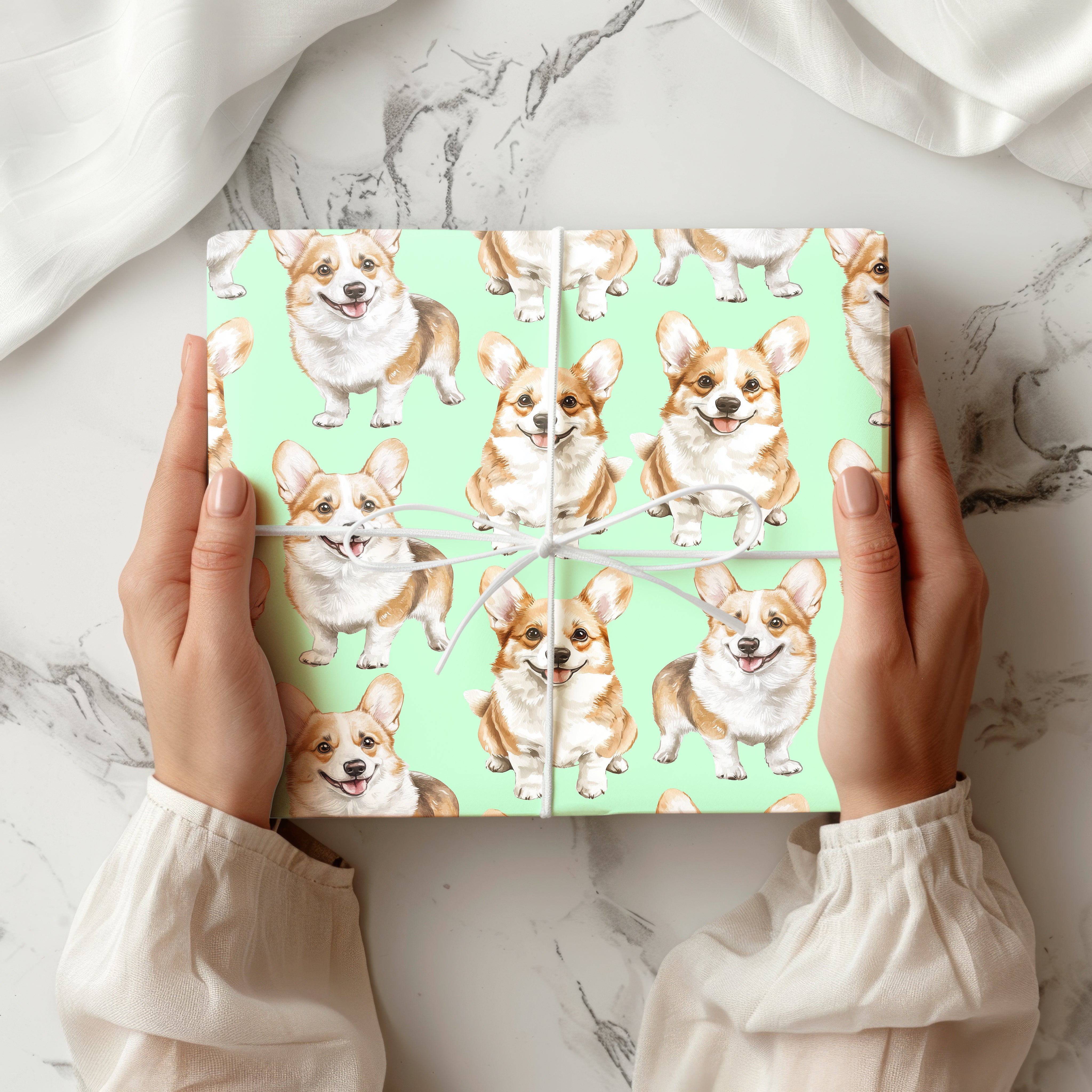 Watercolour Corgi Wrapping Paper Sheet – Cute Pembroke Dog Gift Wrap for Pet Lovers and Birthdays