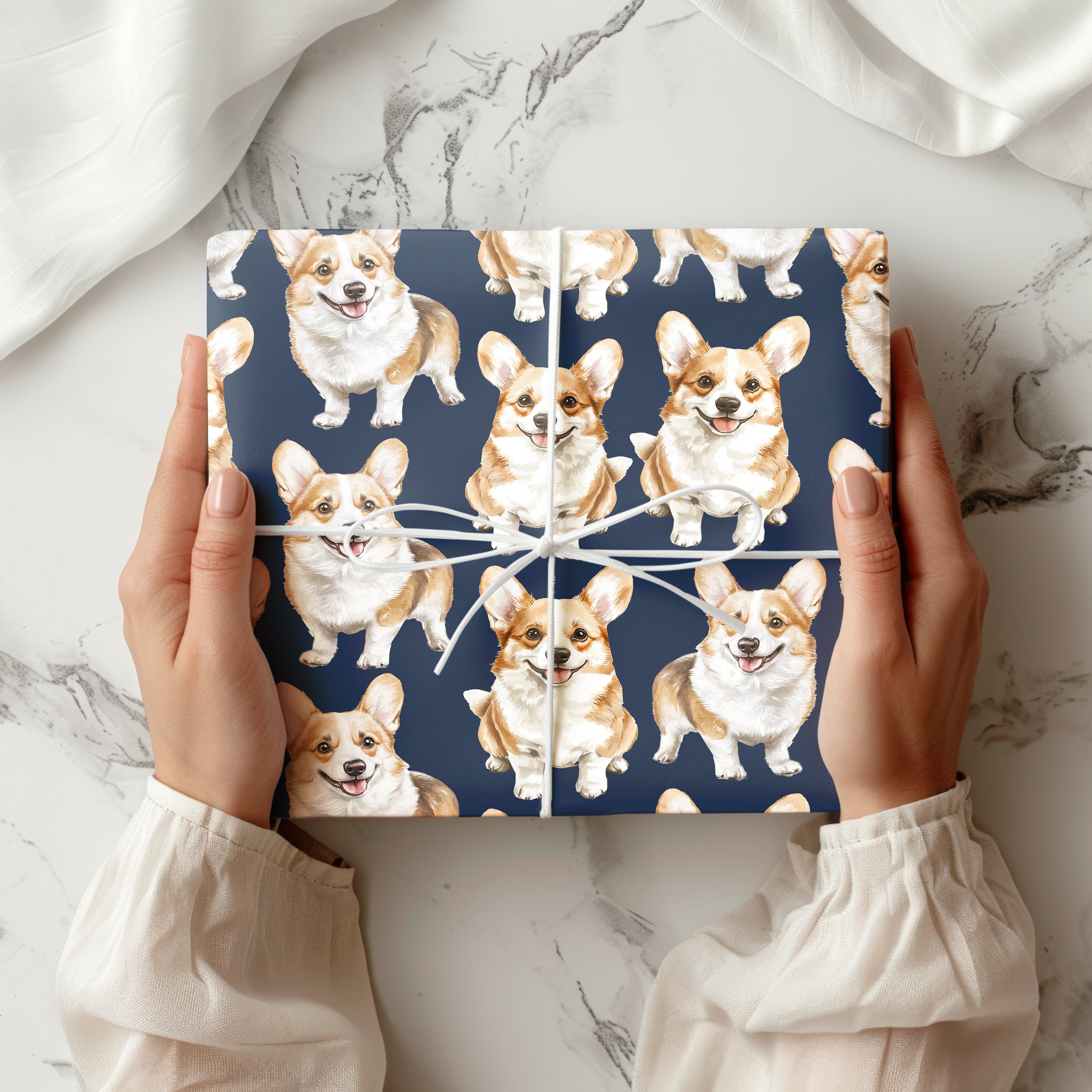 Watercolour Corgi Wrapping Paper Sheet – Cute Pembroke Dog Gift Wrap for Pet Lovers and Birthdays