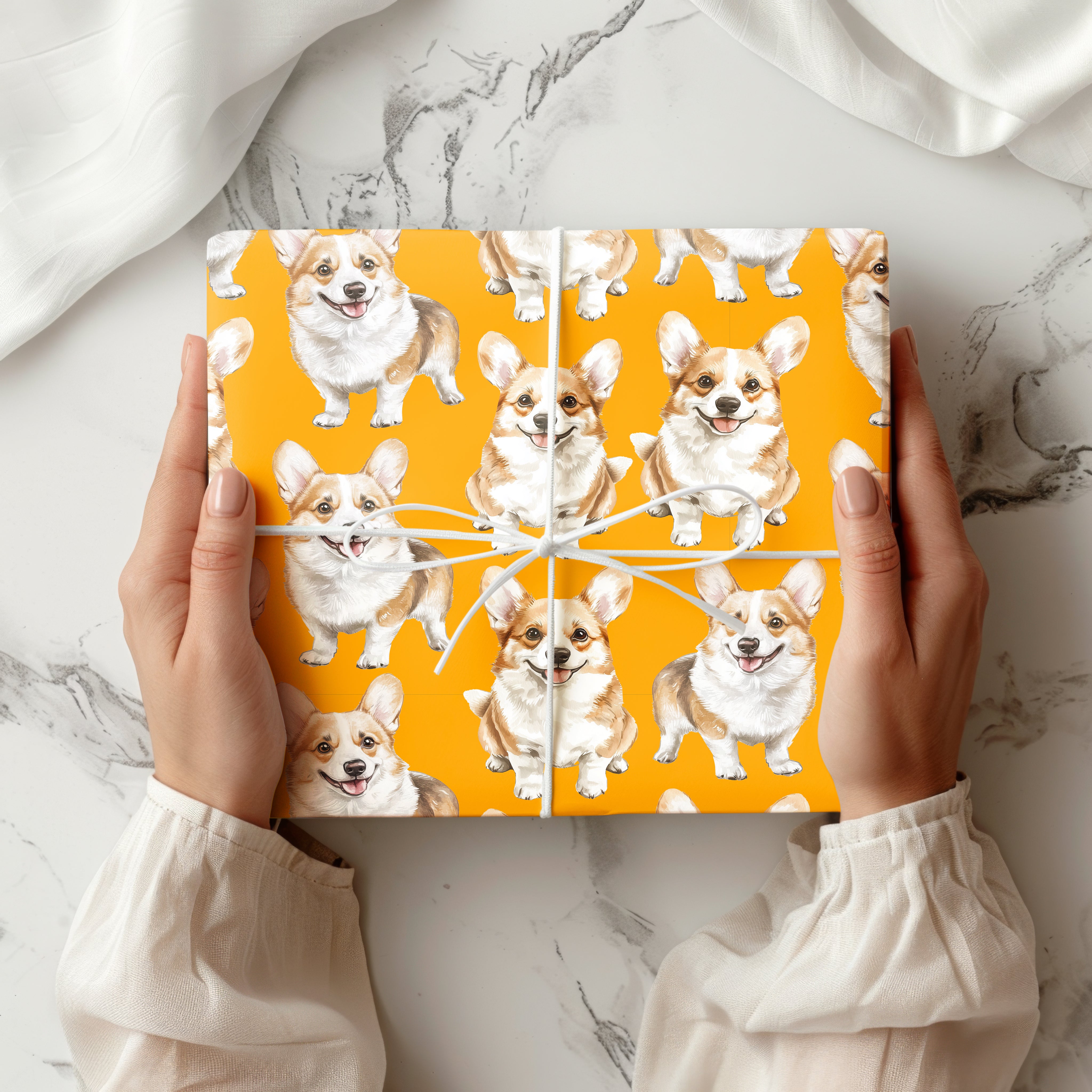 Watercolour Corgi Wrapping Paper Sheet – Cute Pembroke Dog Gift Wrap for Pet Lovers and Birthdays