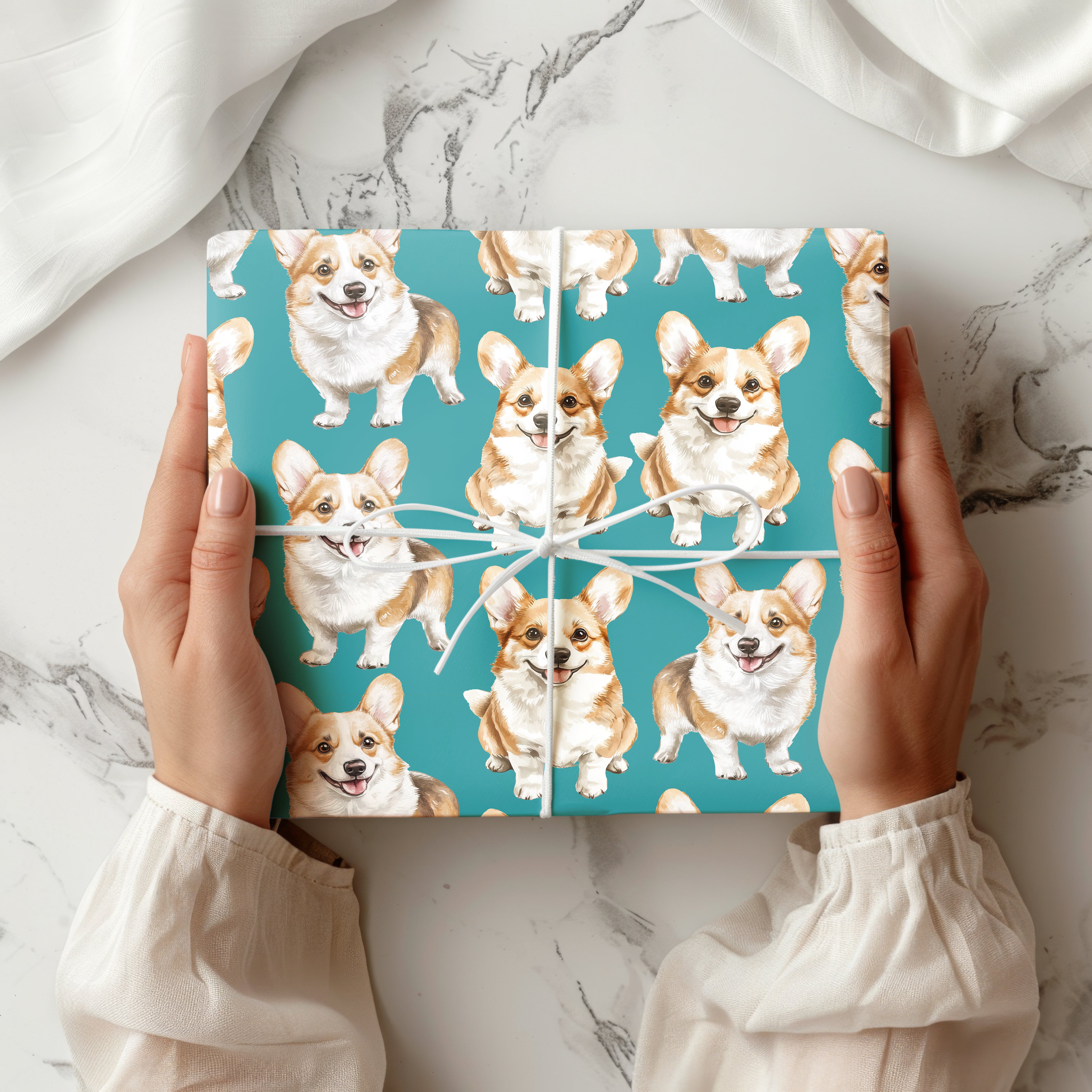 Watercolour Corgi Wrapping Paper Sheet – Cute Pembroke Dog Gift Wrap for Pet Lovers and Birthdays