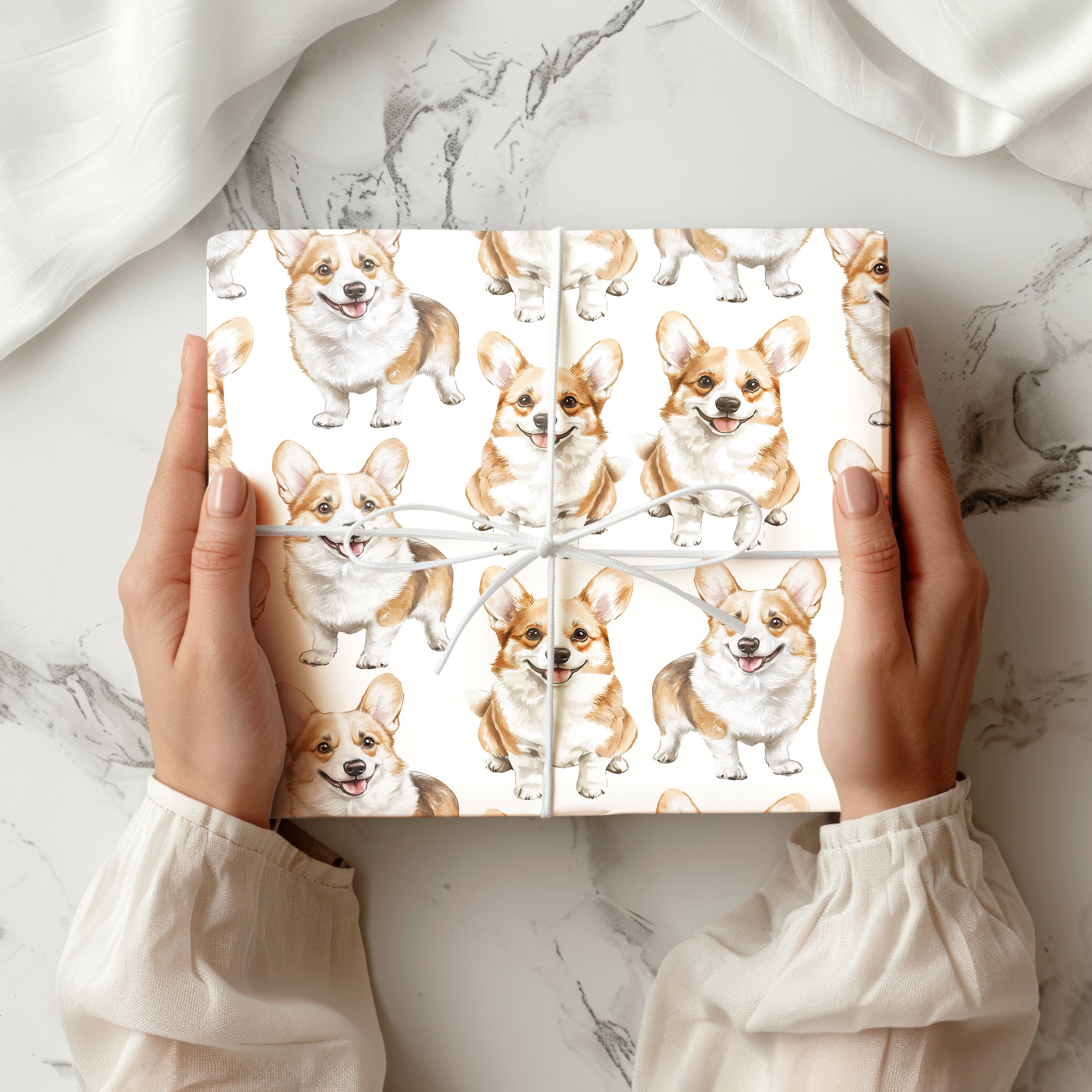 Watercolour Corgi Wrapping Paper Sheet – Cute Pembroke Dog Gift Wrap for Pet Lovers and Birthdays