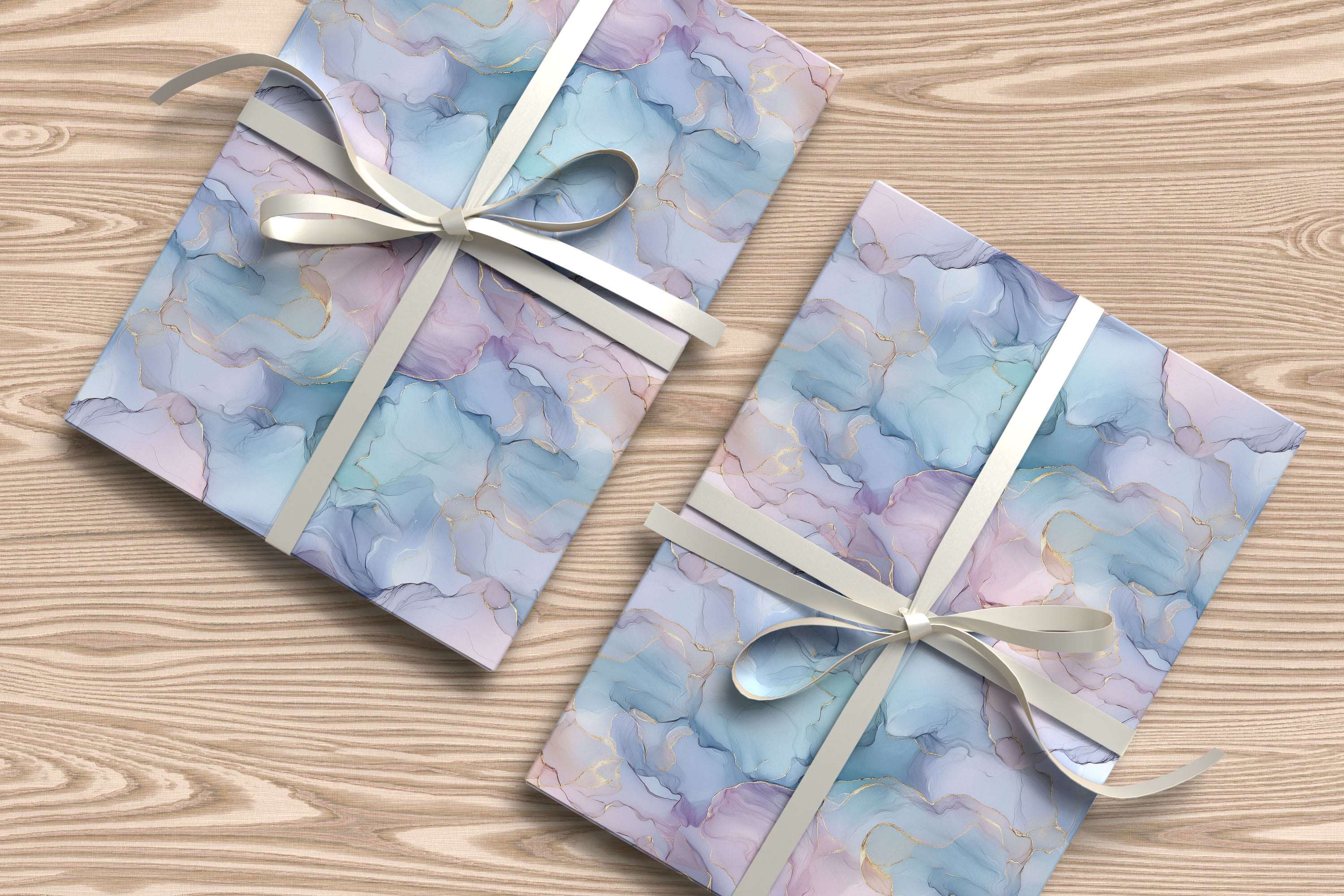 Pastel Marble Alcohol Ink Gift Wrapping Paper Sheets – Pack of 2 50x70cm