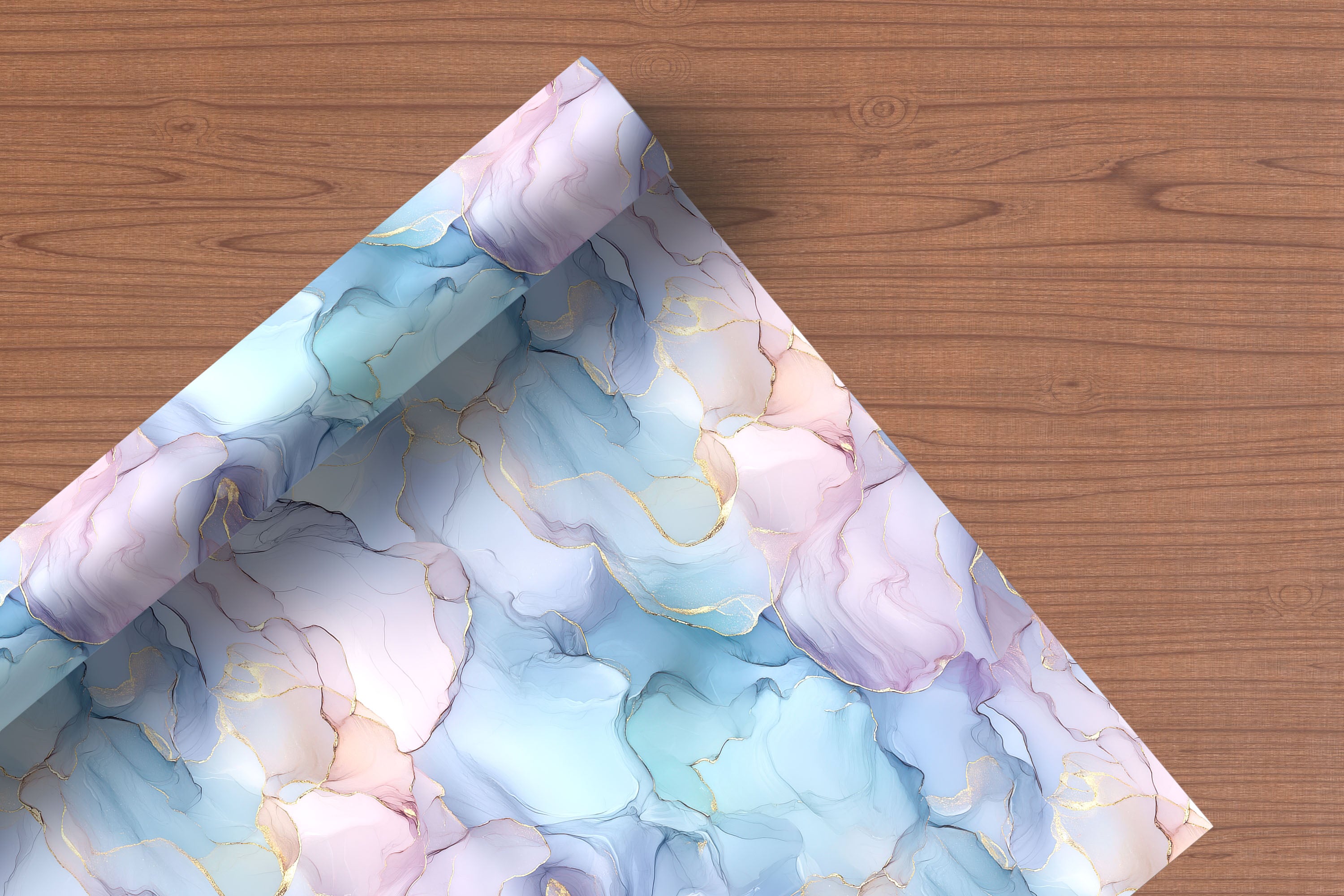 Light Blue Ink Splash Pattern Wrapping Paper Custom Printed Gift Wrap