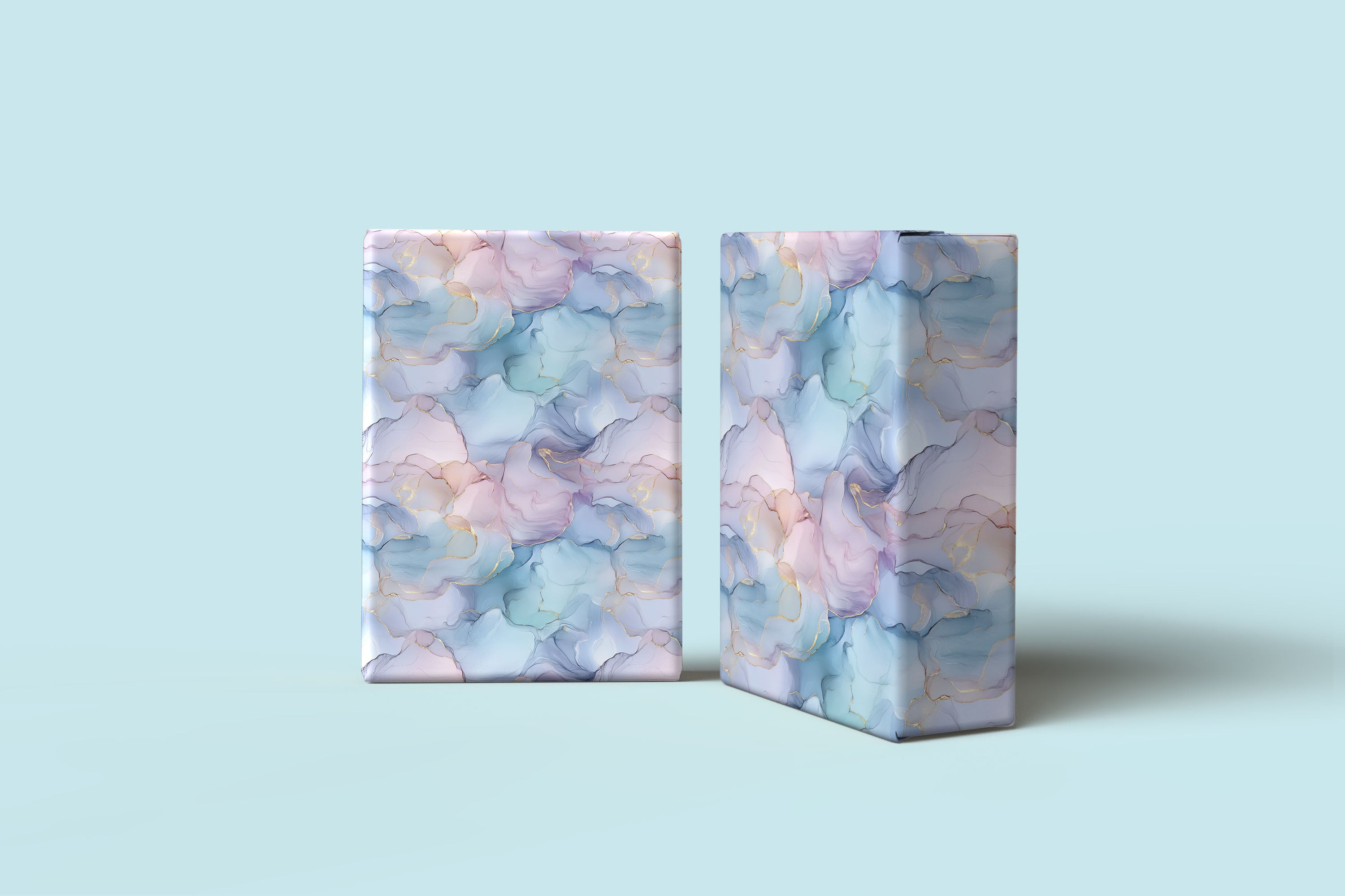 Light Blue Ink Splash Pattern Wrapping Paper Custom Printed Gift Wrap