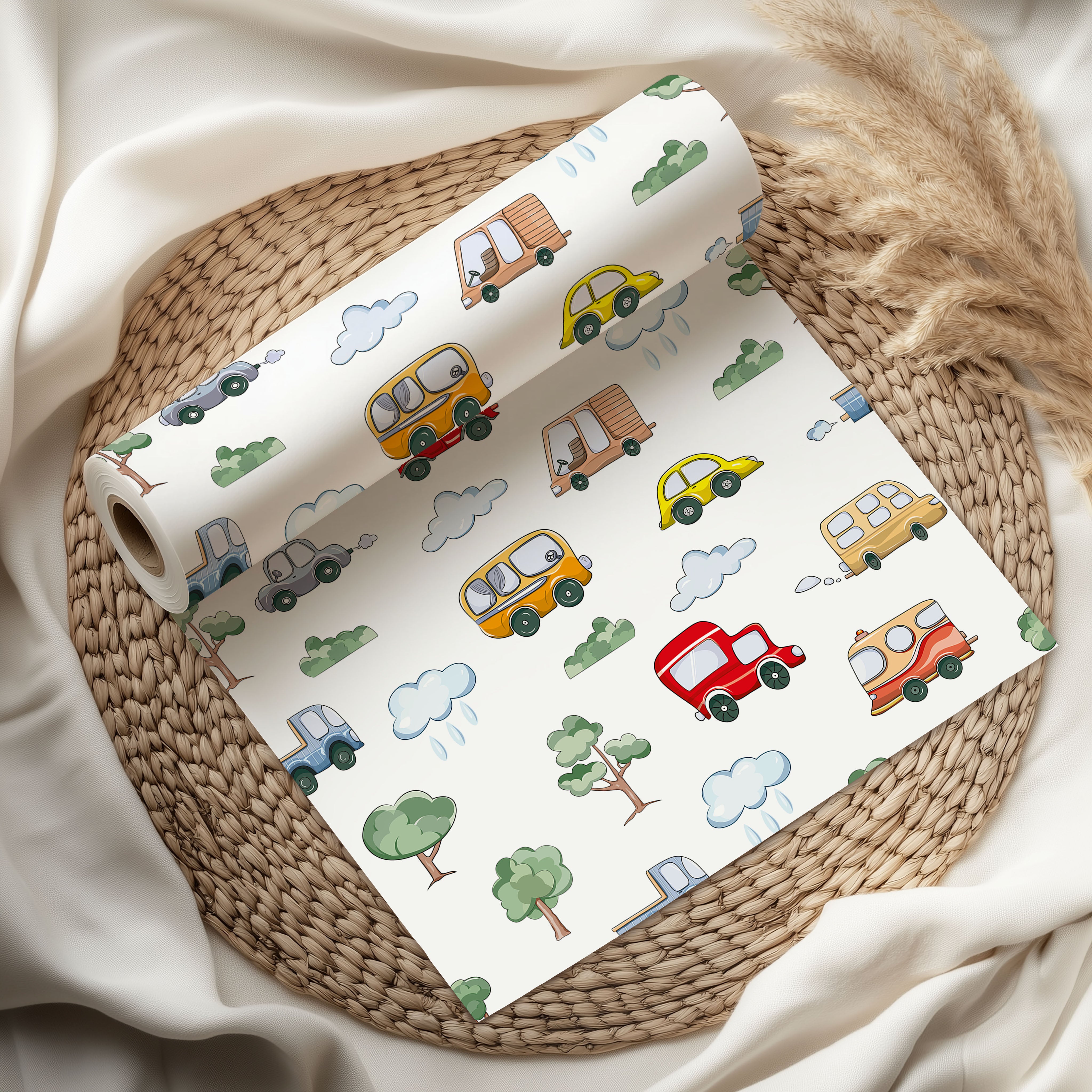 Cartoon Cars & Vehicles Gift Wrapping Paper Sheets – Pack of 2 50x70cm