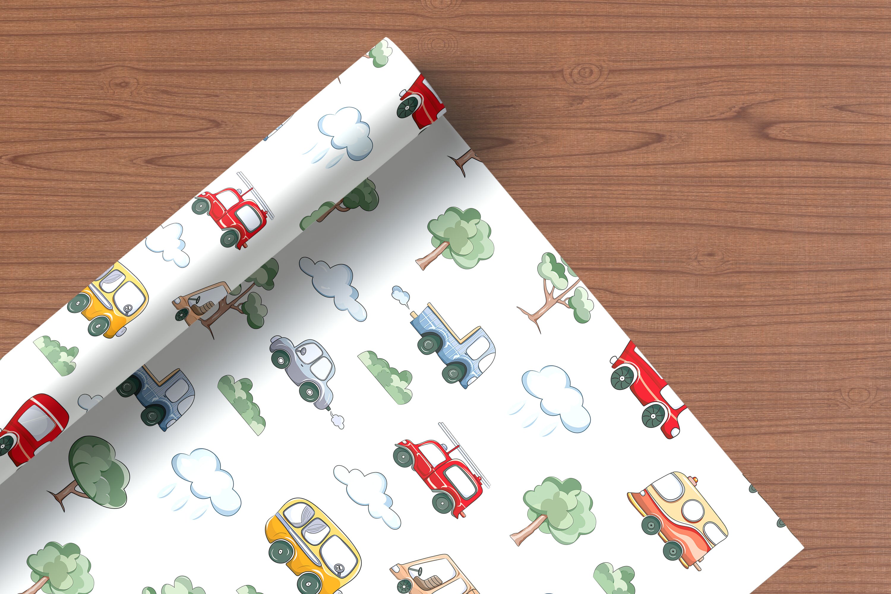 Cartoon Cars & Vehicles Gift Wrapping Paper Sheets – Pack of 2 50x70cm