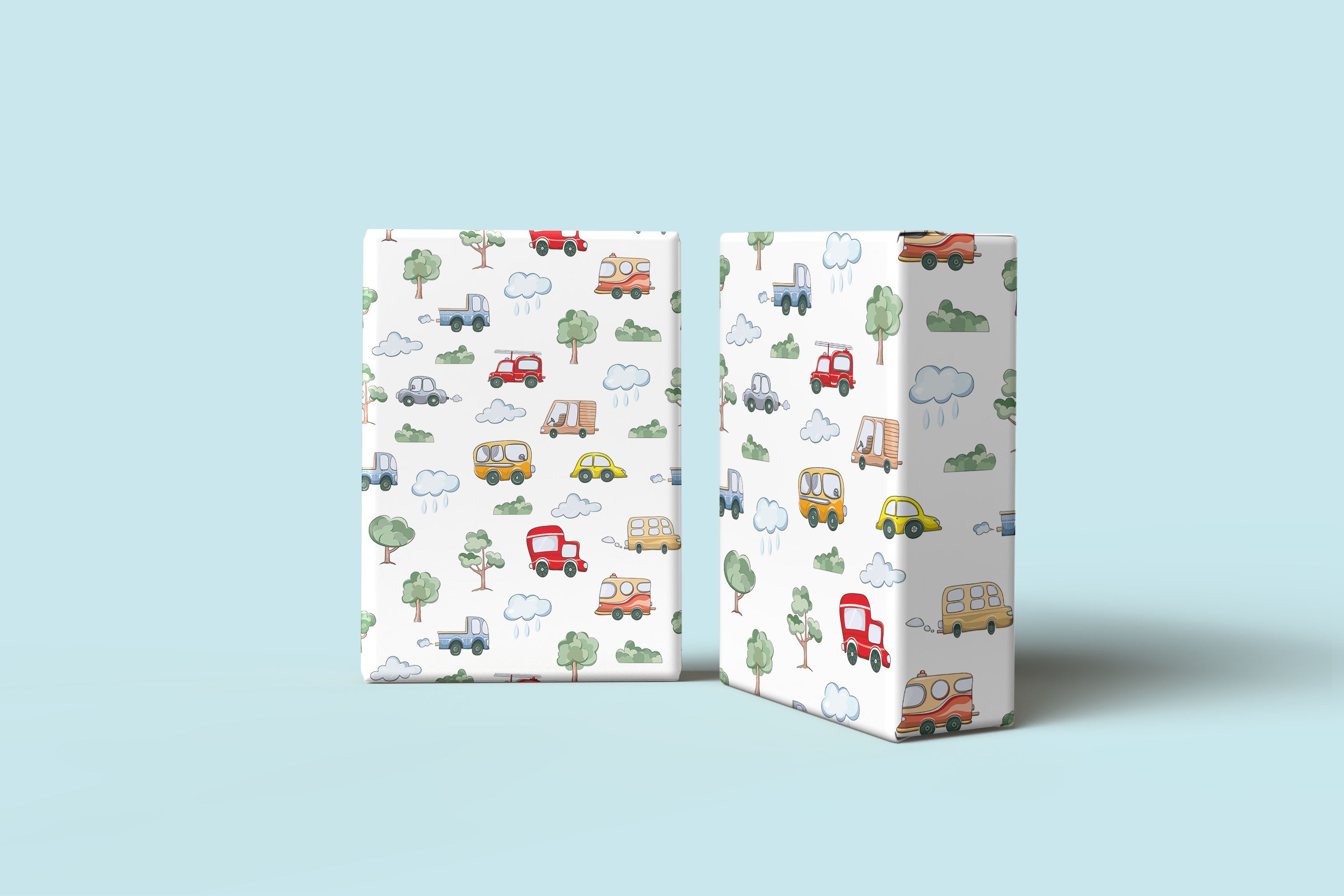 Cartoon Cars & Vehicles Gift Wrapping Paper Sheets – Pack of 2 50x70cm