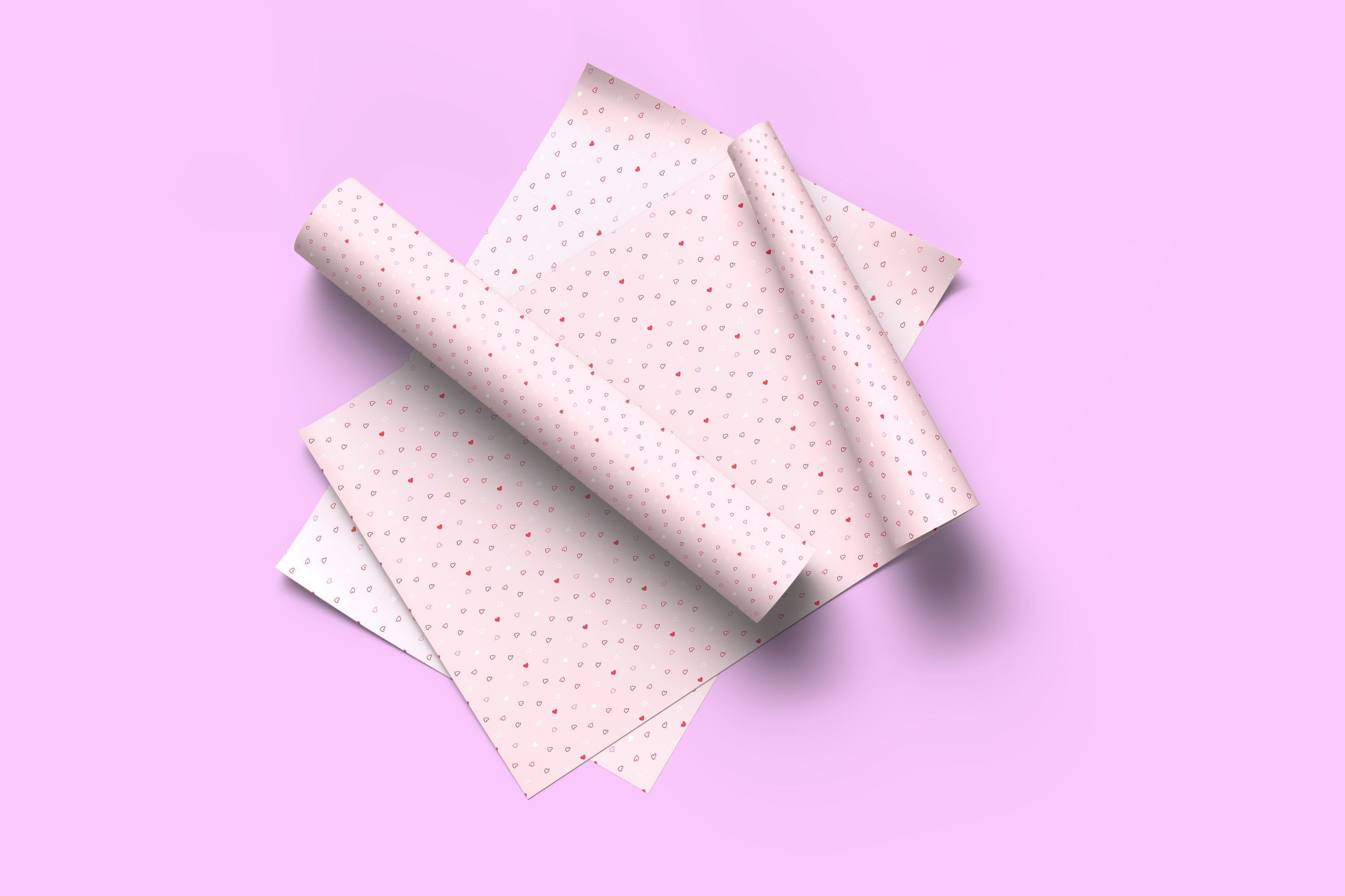 Pink Mini Hearts Gift Wrapping Paper Sheets – Pack of 2 50x70cm
