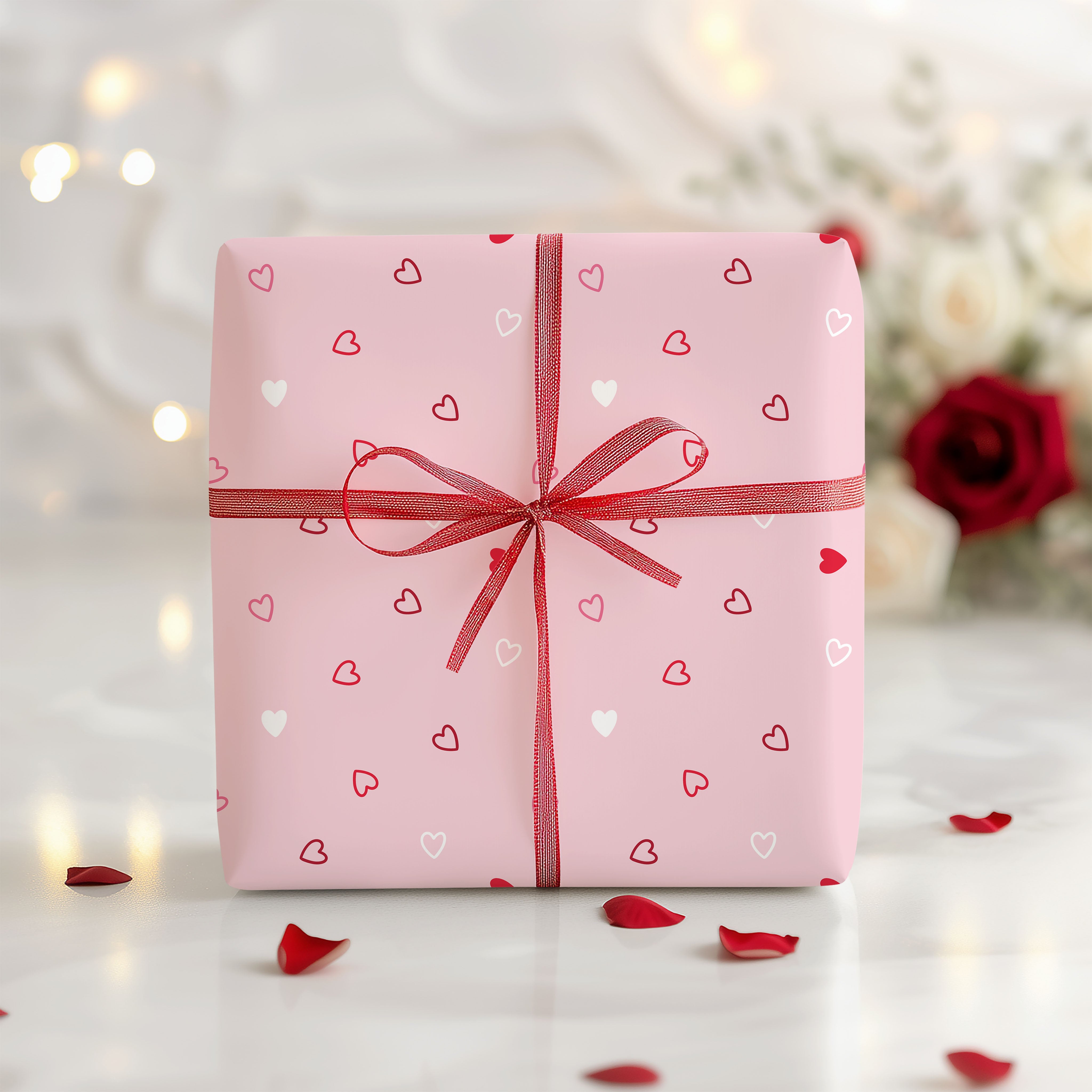 Pink Mini Hearts Gift Wrapping Paper Sheets – Pack of 2 50x70cm