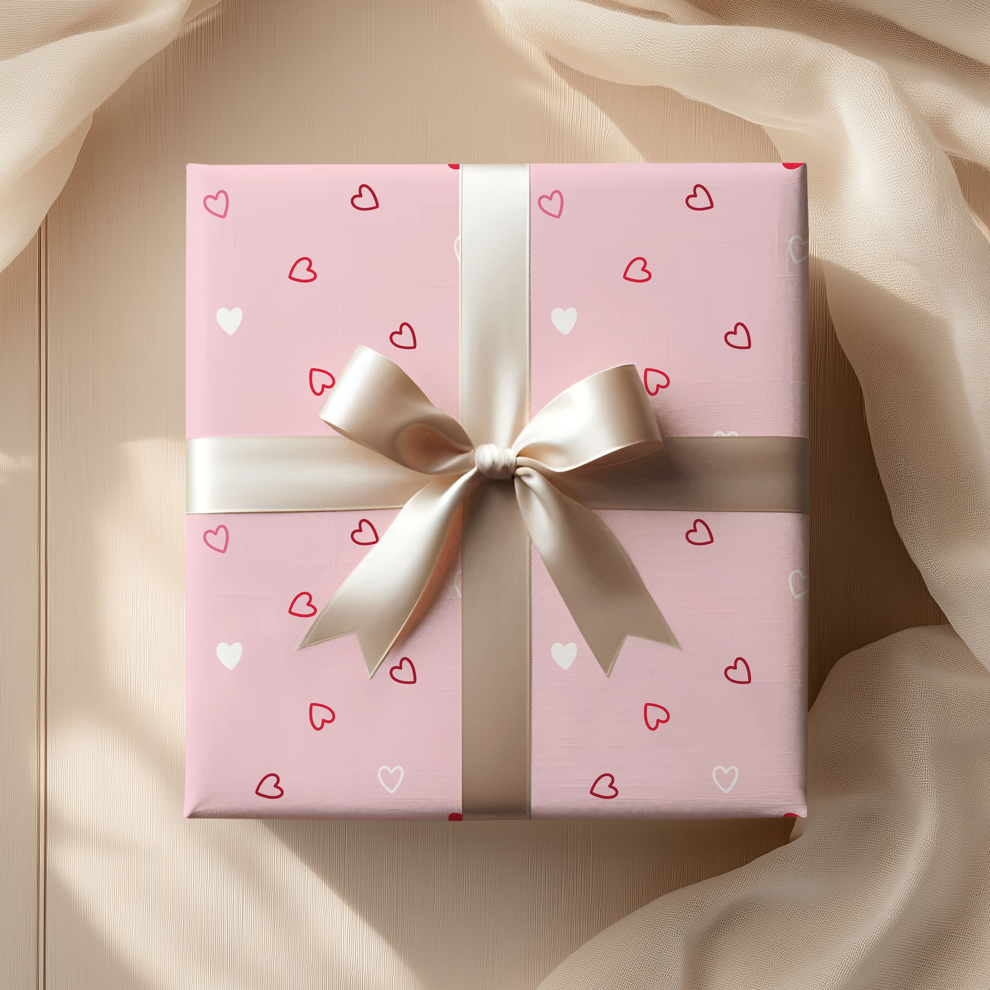 Love Heart Pattern Wrapping Paper Custom Printed Gift Wrap