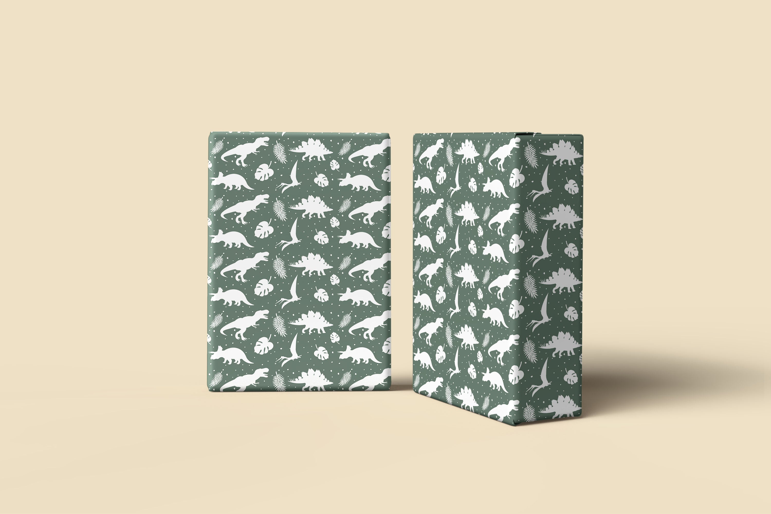 Dinosaur Wrapping Paper – Kids Gift Wrap Sheet with White Dino Silhouettes