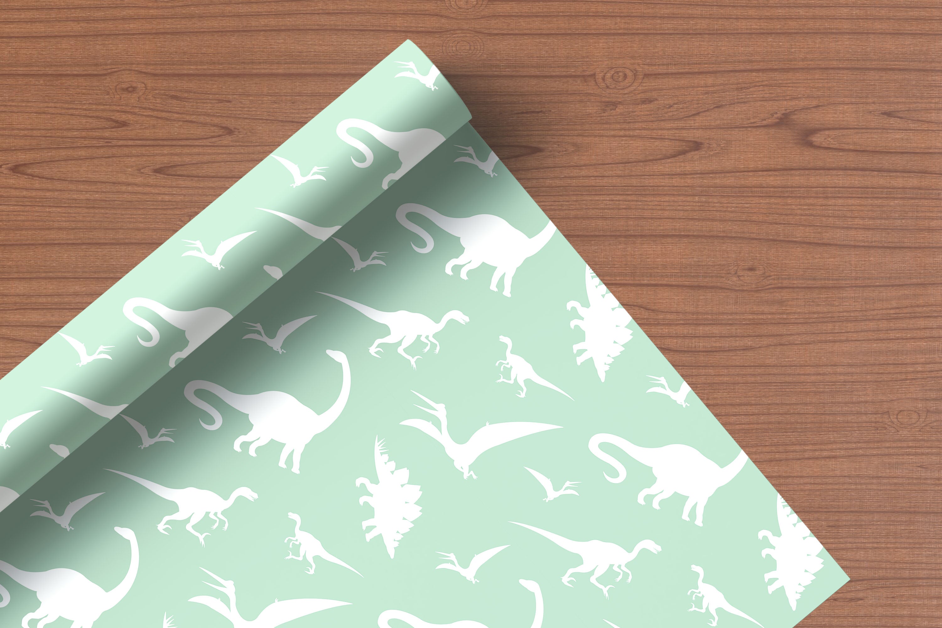 Mint Dinosaur Wrapping Paper – Fun Gift Wrap Sheet for Kids' Birthdays & Parties