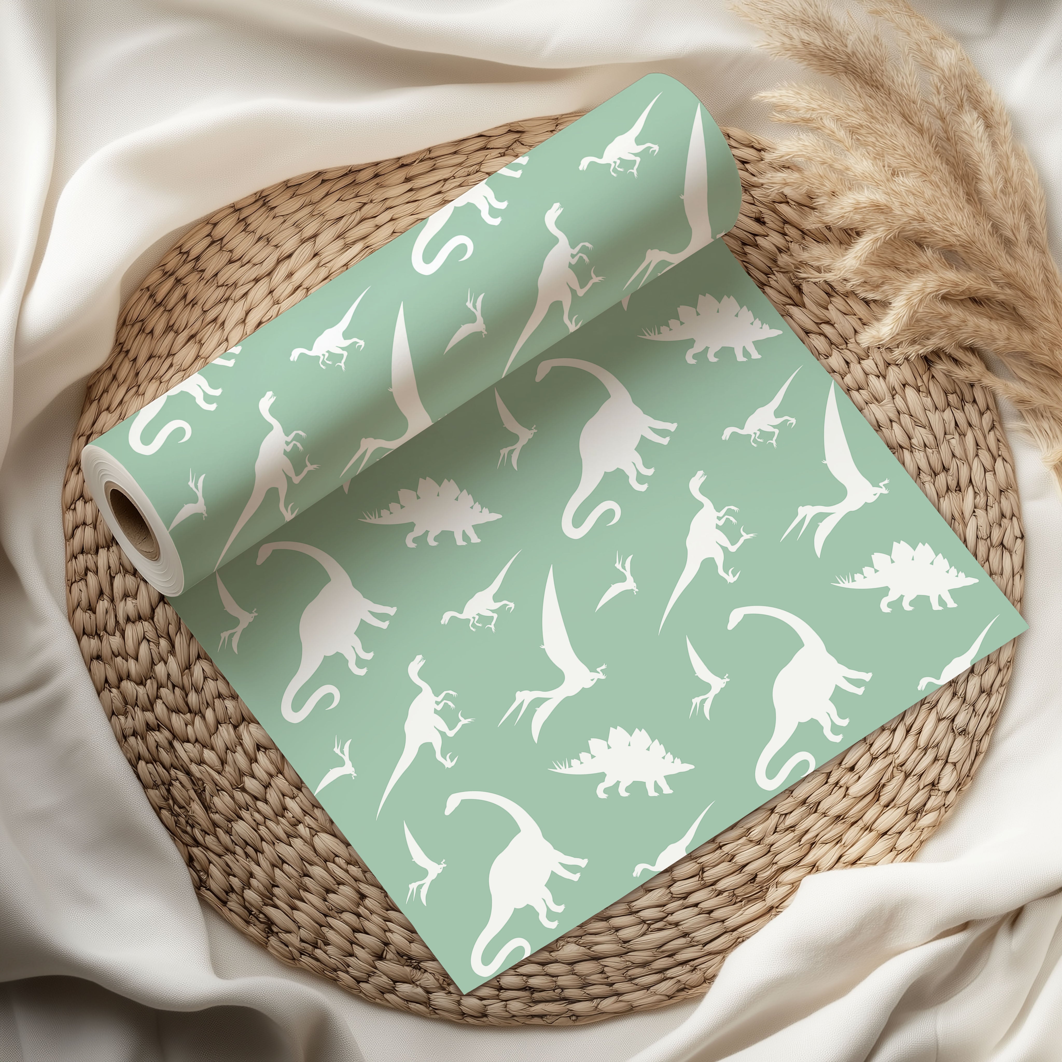 Mint Dinosaur Wrapping Paper – Fun Gift Wrap Sheet for Kids' Birthdays & Parties
