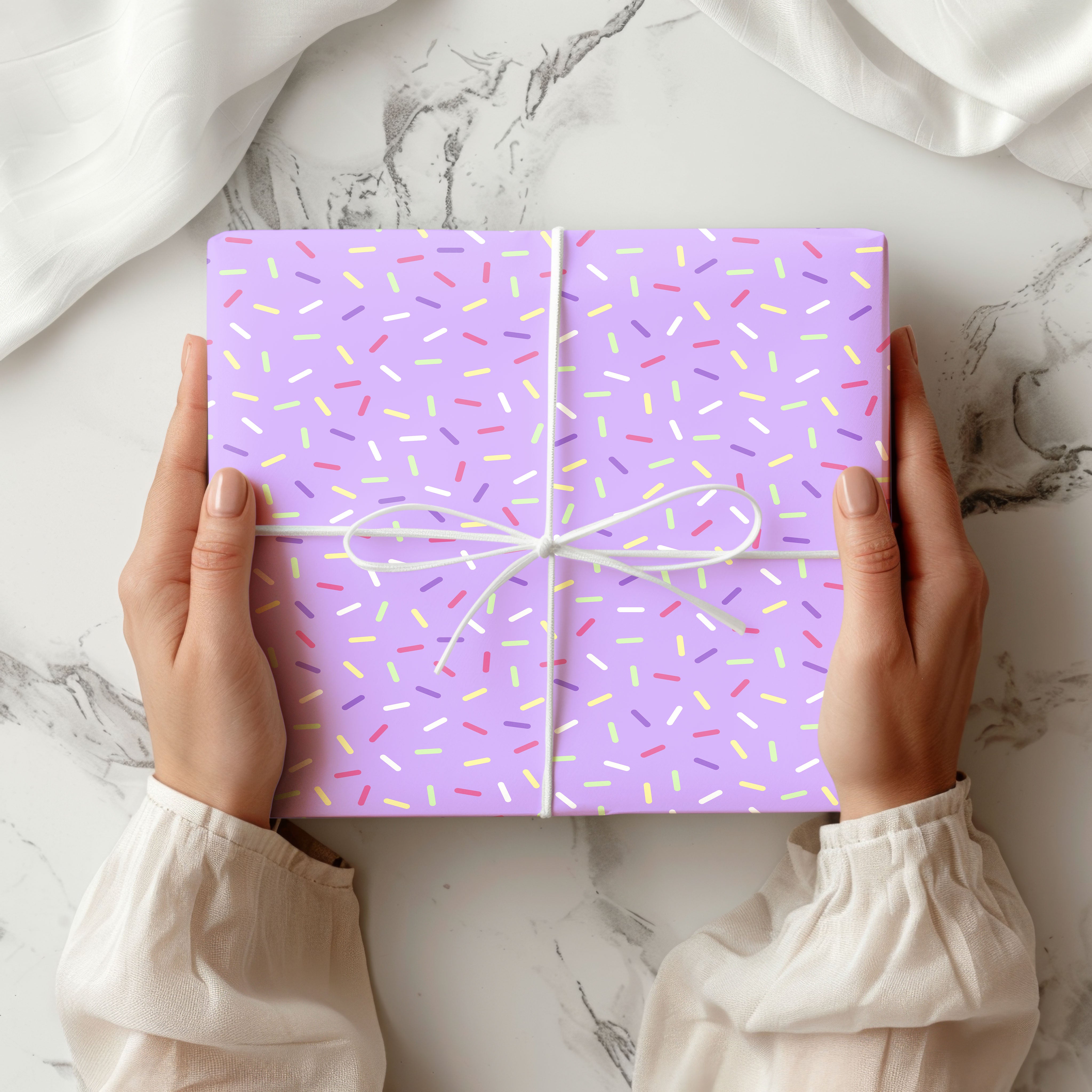 Purple Sprinkle Wrapping Paper – Fun Pastel Gift Wrap Sheet for Birthdays & Celebrations