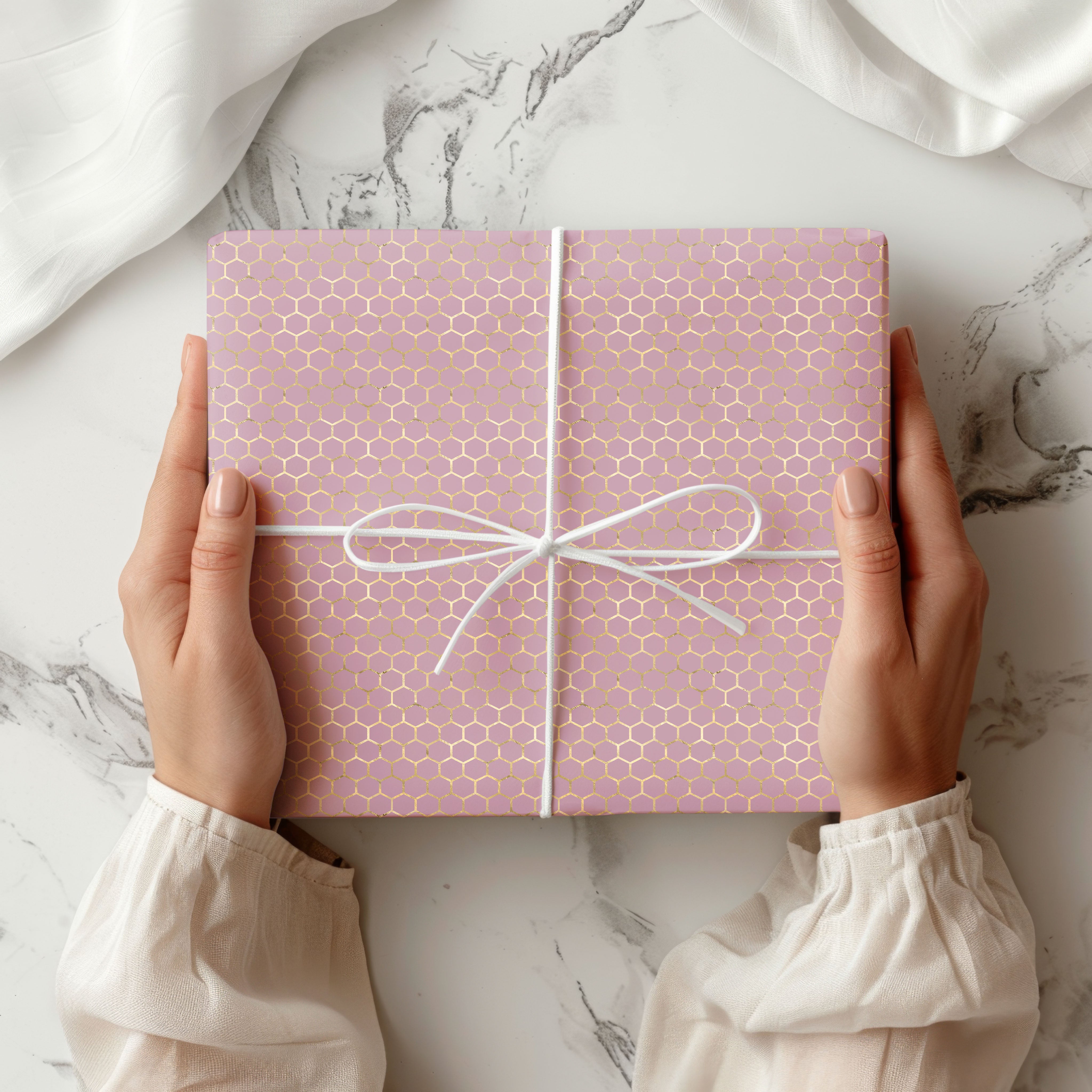 Geometric Wrapping Paper – Honeycomb Pattern Gift Wrap for Modern Stylish Presents