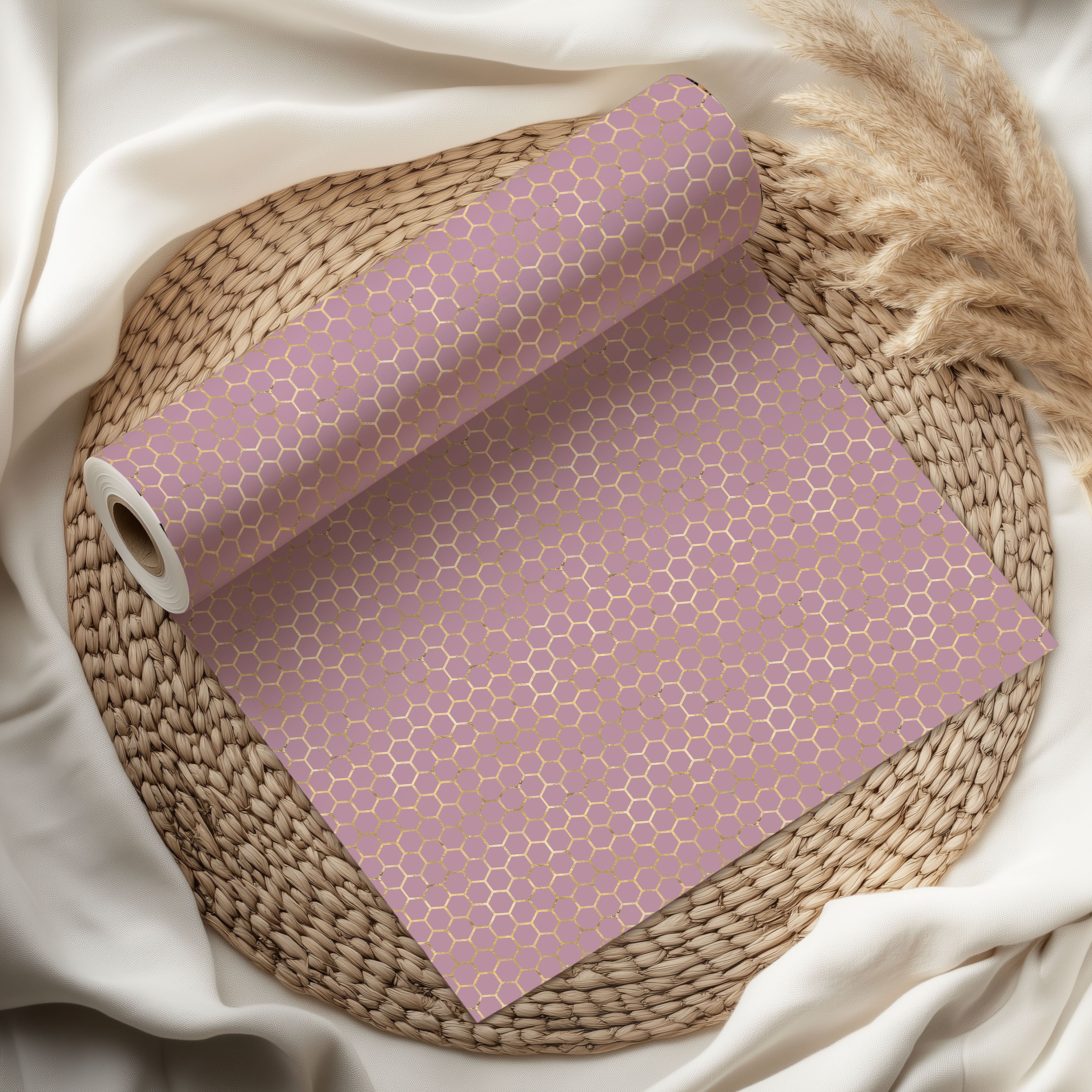 Geometric Wrapping Paper – Honeycomb Pattern Gift Wrap for Modern Stylish Presents