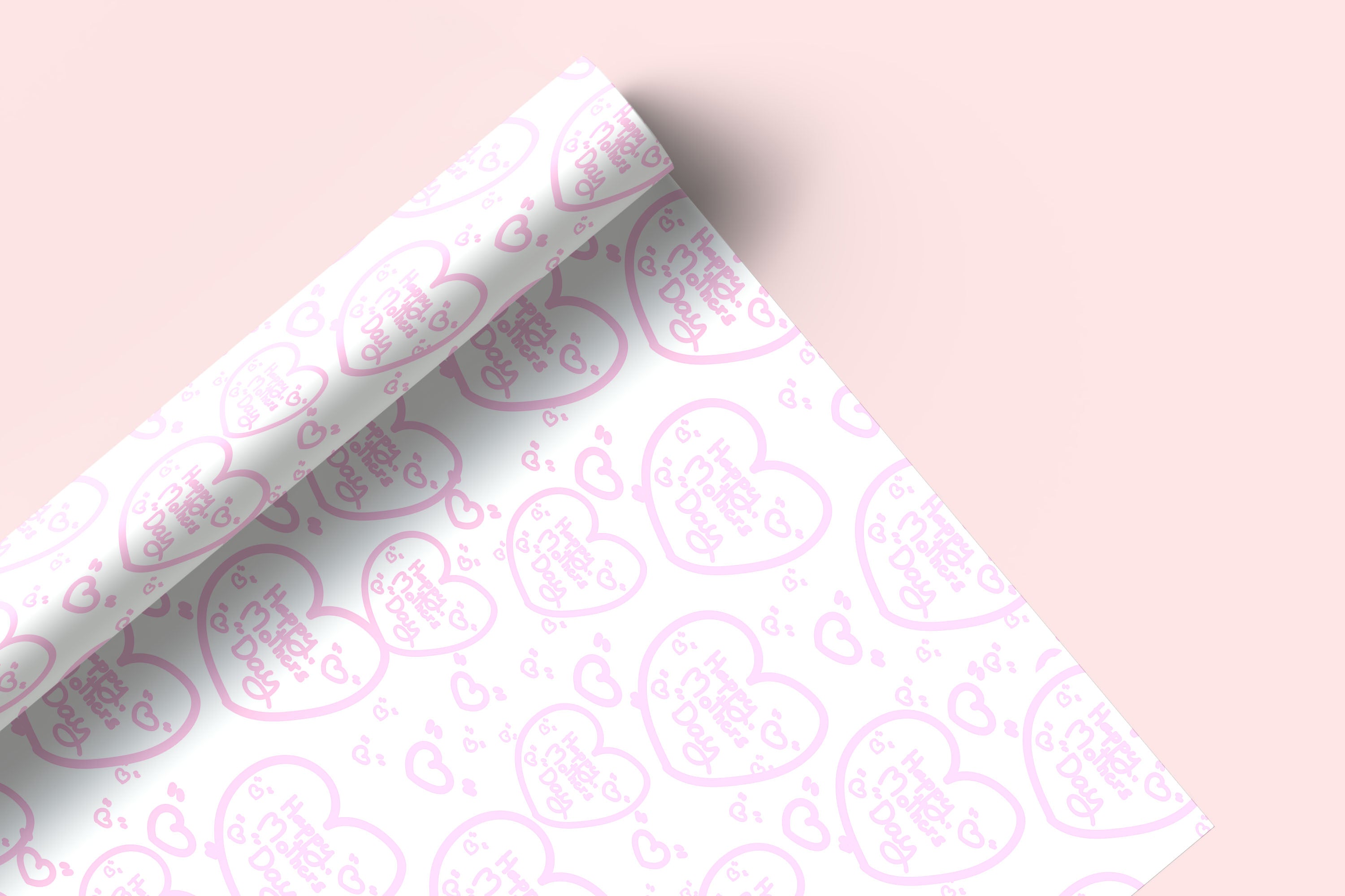 Mothers Day Love Heart Pattern Wrapping Paper Custom Printed Gift Wrap Pink