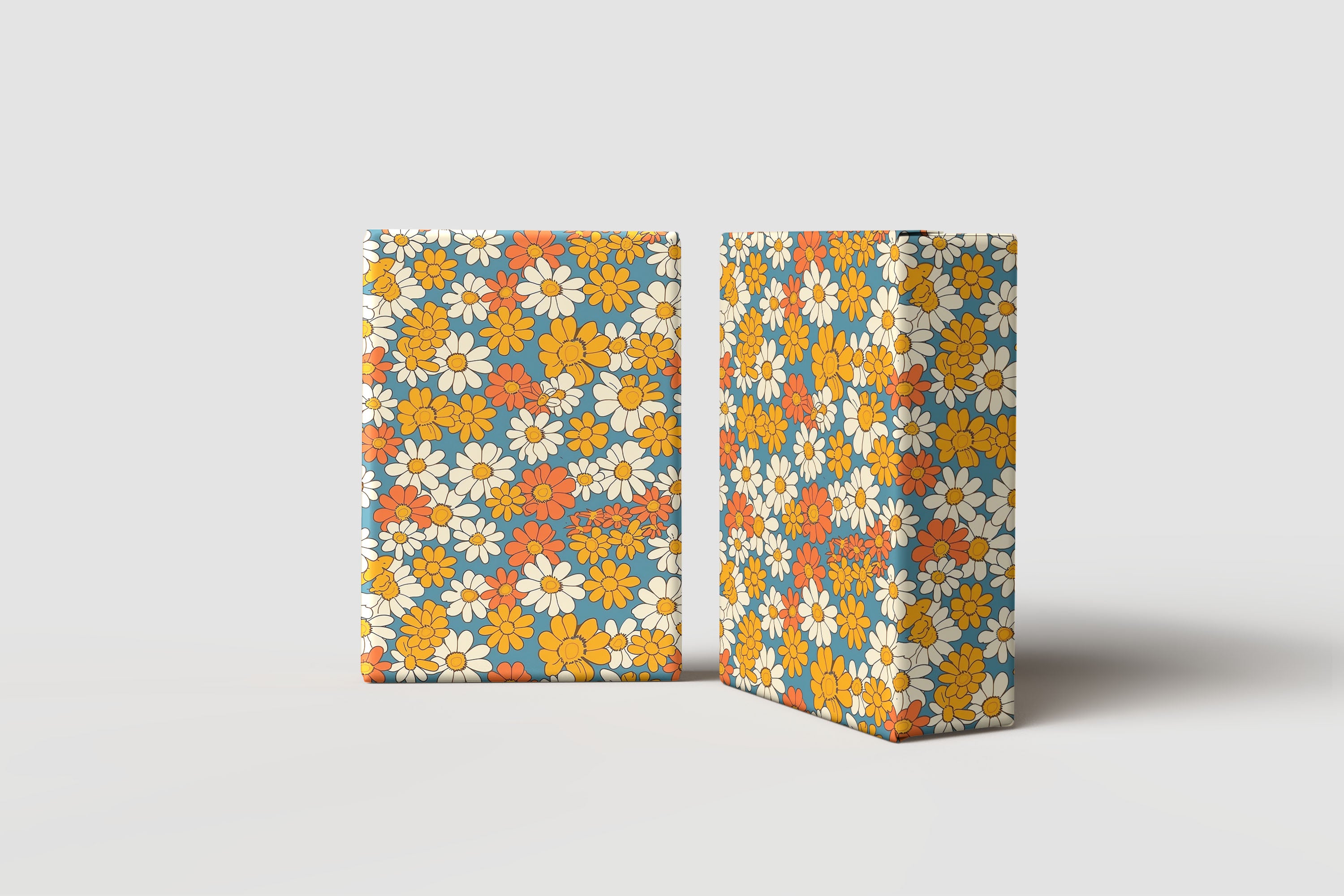 Retro Daisy Flower Gift Wrap – Orange & Yellow 70s Style Wrapping Paper