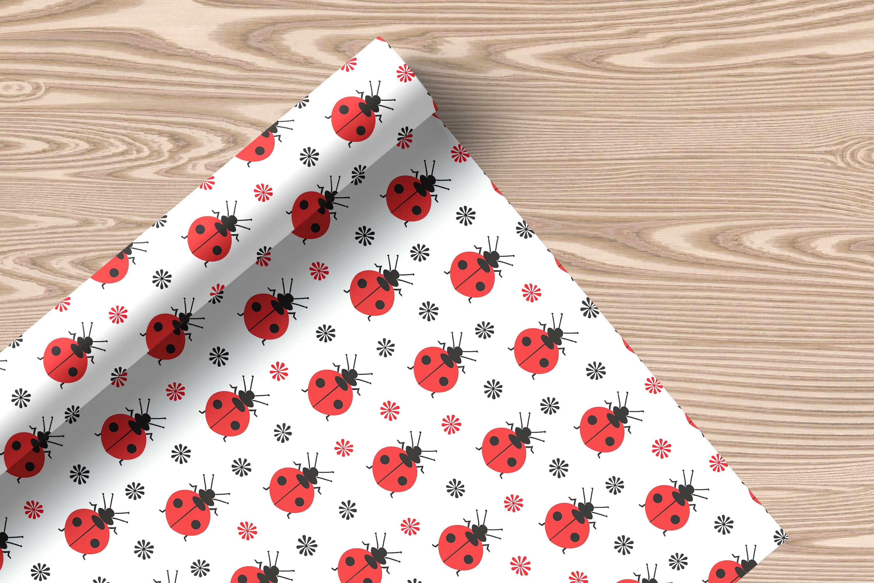 Cute Ladybird Wrapping Paper – Red & Black Bug Print Gift Wrap for Kids