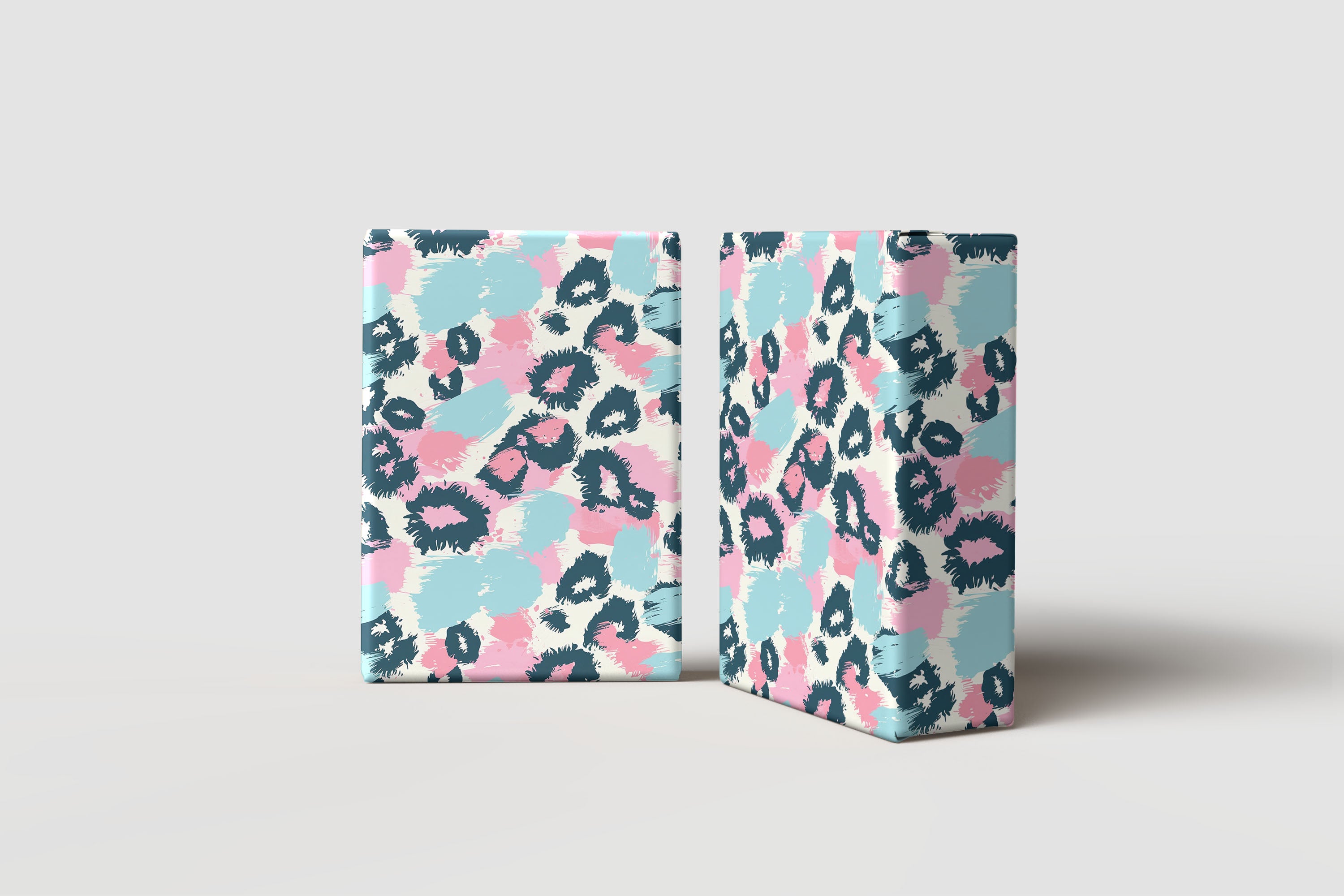 Pastel Leopard Print Wrapping Paper – Pink, Mint & Navy Brushstroke Gift Wrap
