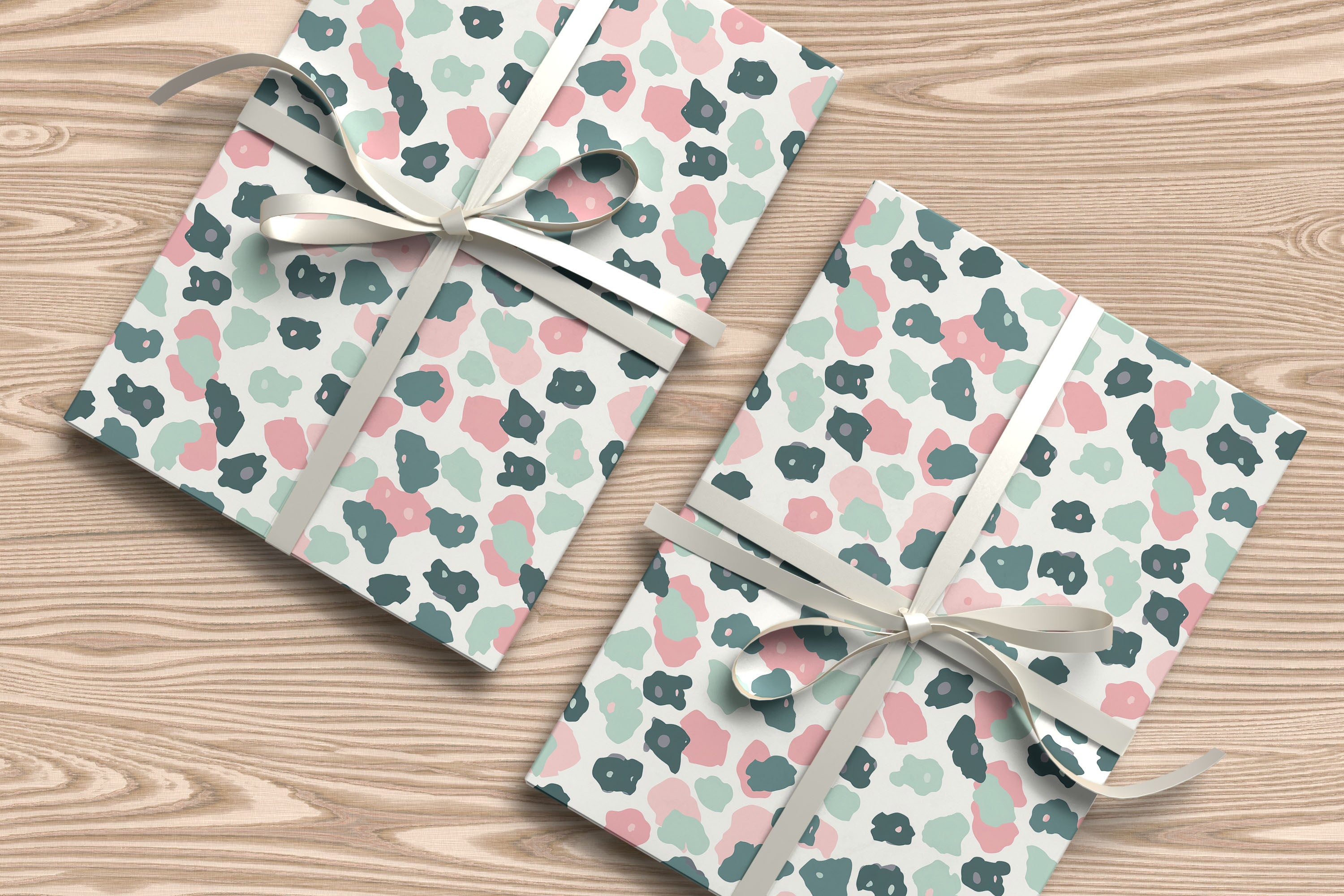 Abstract Pastel Camo Wrapping Paper – Pink, Green & White Camouflage Gift Wrap