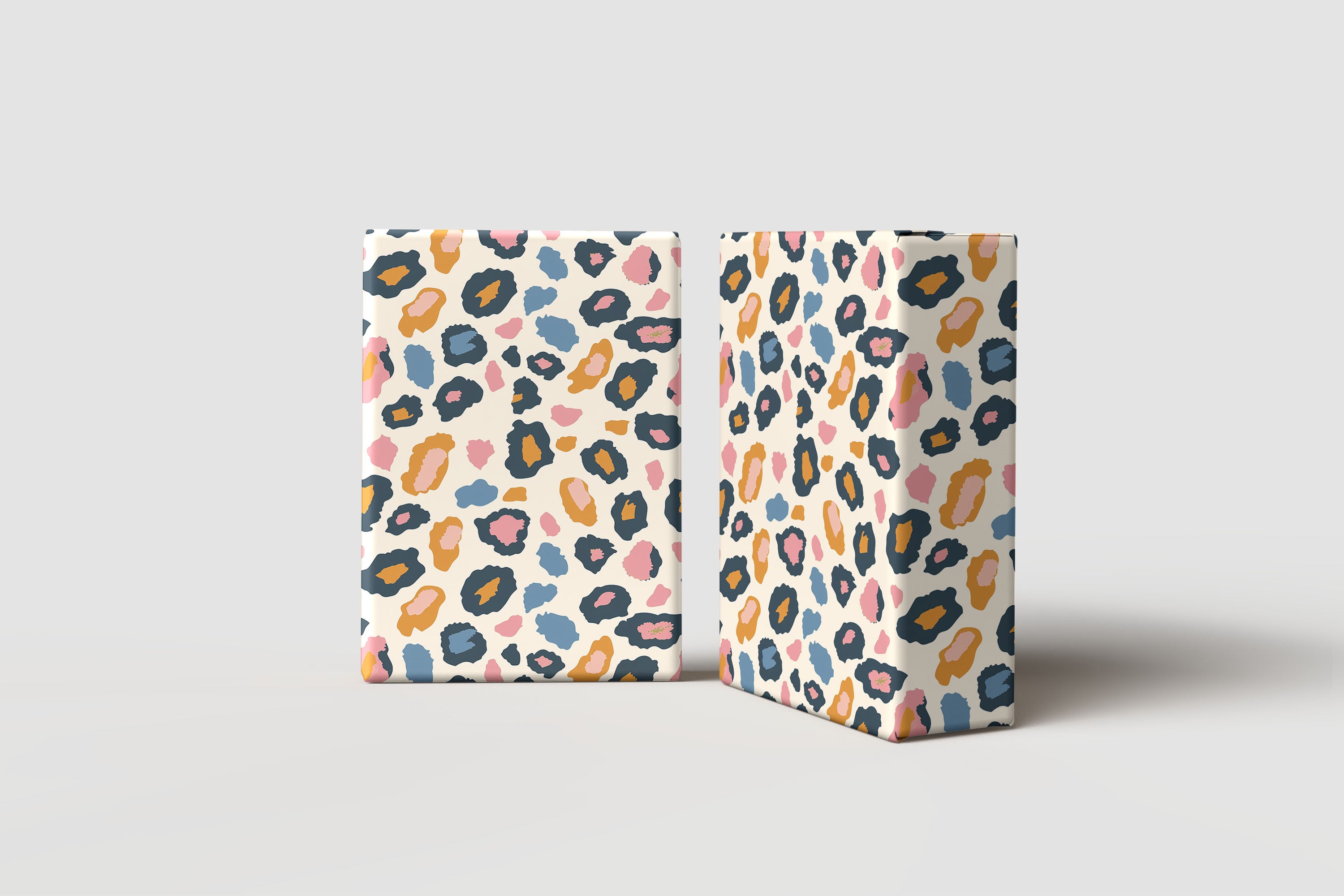 Bold Leopard Print Wrapping Paper – Pink, Mustard & Navy Gift Wrap on Cream Background