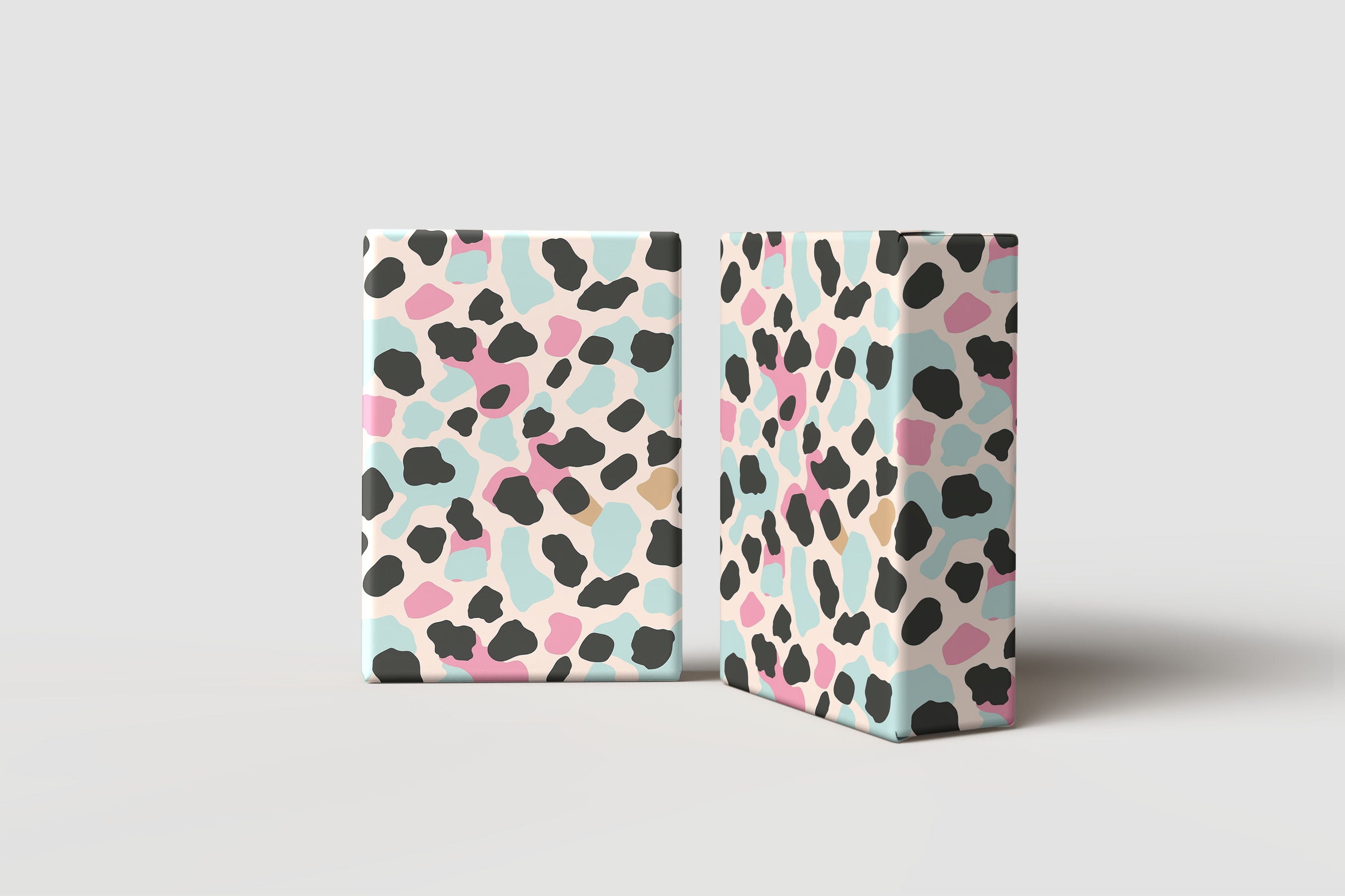 Pastel Leopard Print Wrapping Paper – Pink, Aqua & Beige Animal Spot Gift Wrap