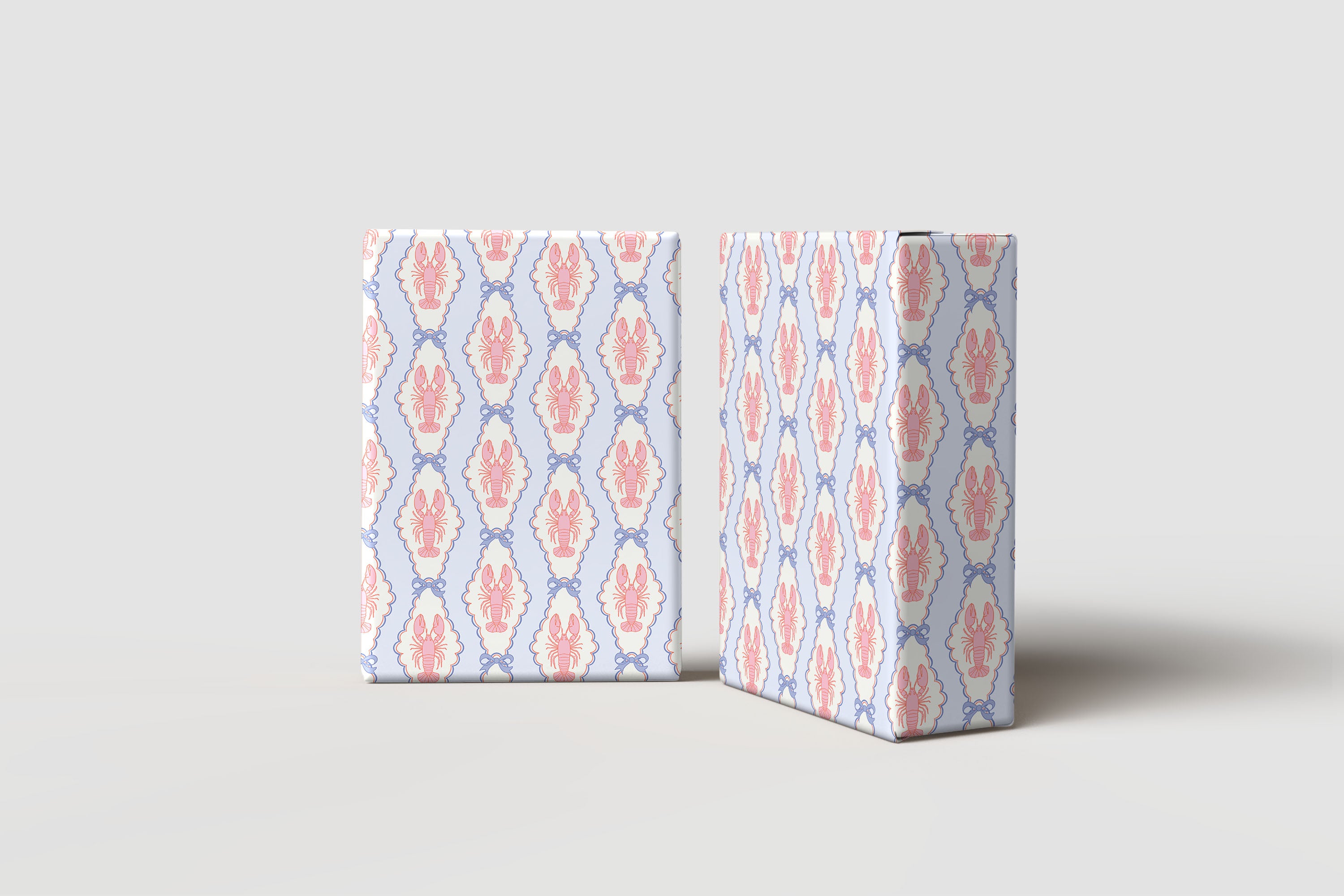 Lobster Pattern Wrapping Paper – Nautical Pink & Blue Coastal Gift Wrap